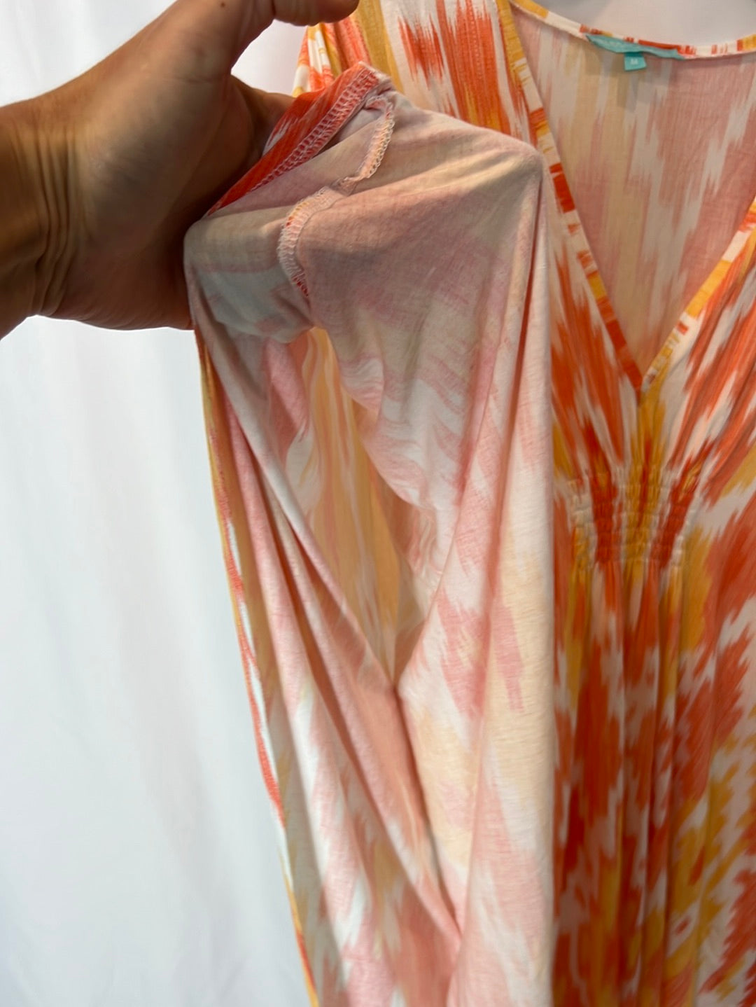 MELISSA ODABASH. Printed kaftan-style short dress. TM