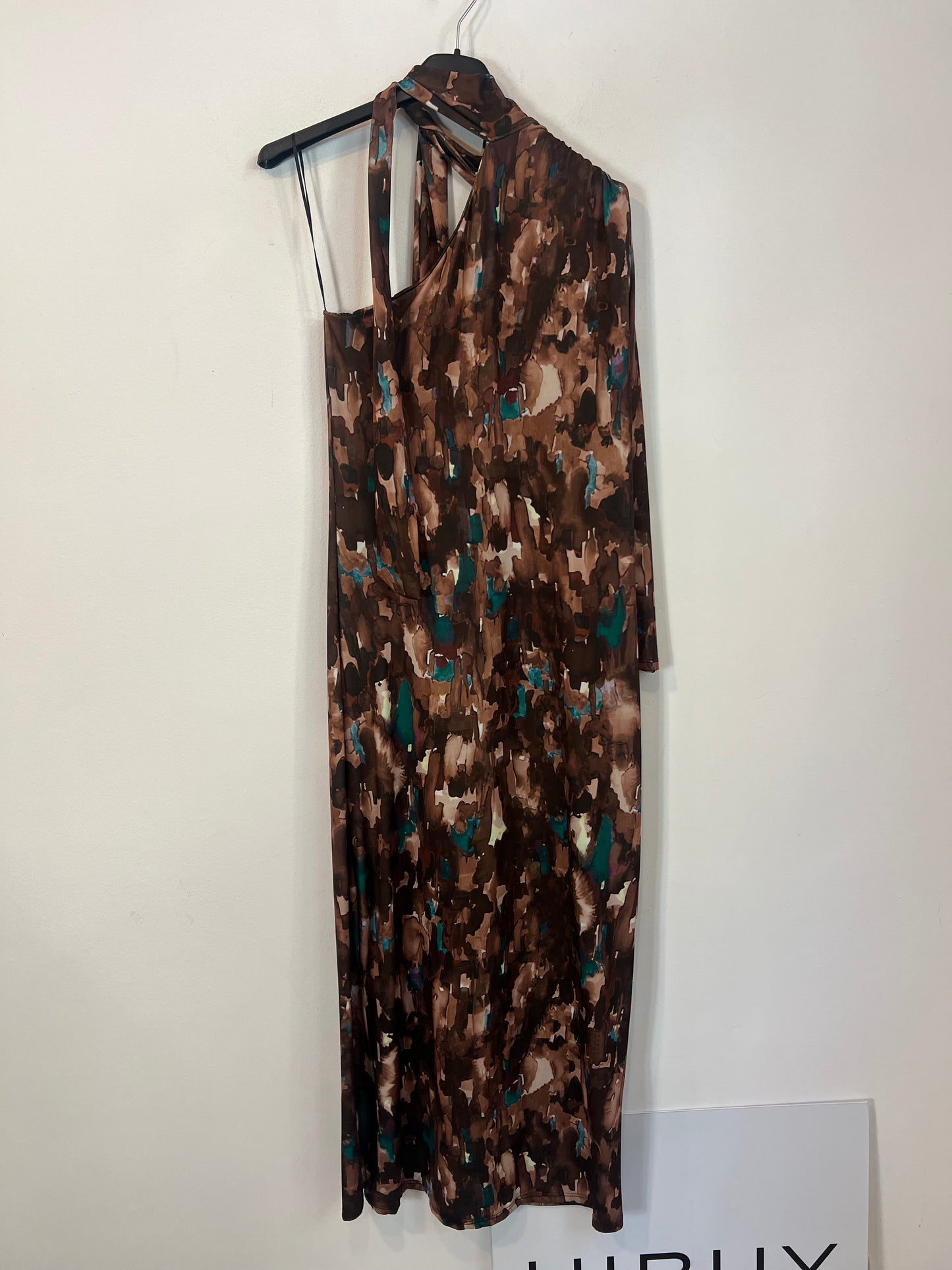 OTRAS. Vestido asimétrico marrones T.u (S)