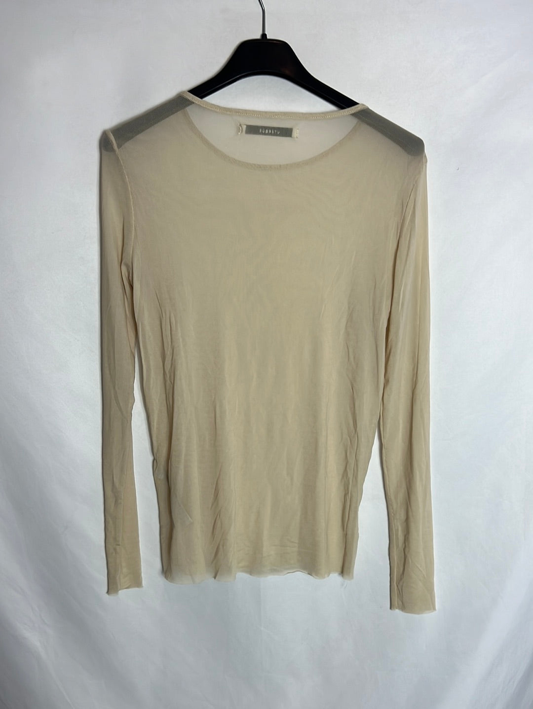 UTERQÜE. Top tull elástico beige. T 36
