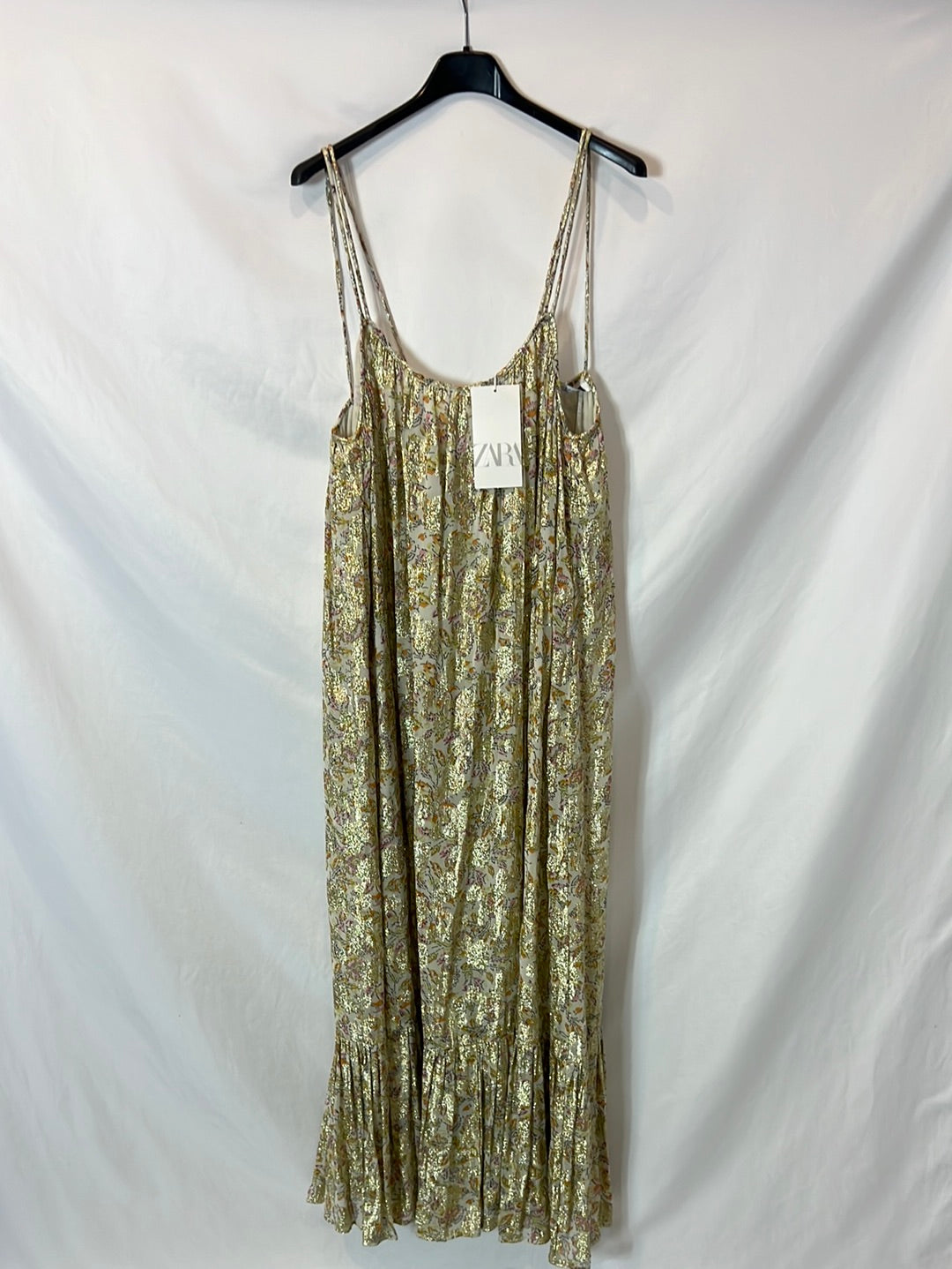slim fit dress slacks ZARA. Long gold print dress Tm – Hibuy market