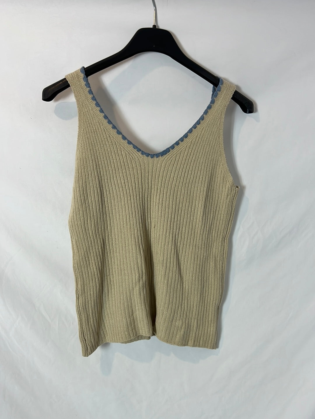 OTHERS. Beige ribbed top Tu(m)