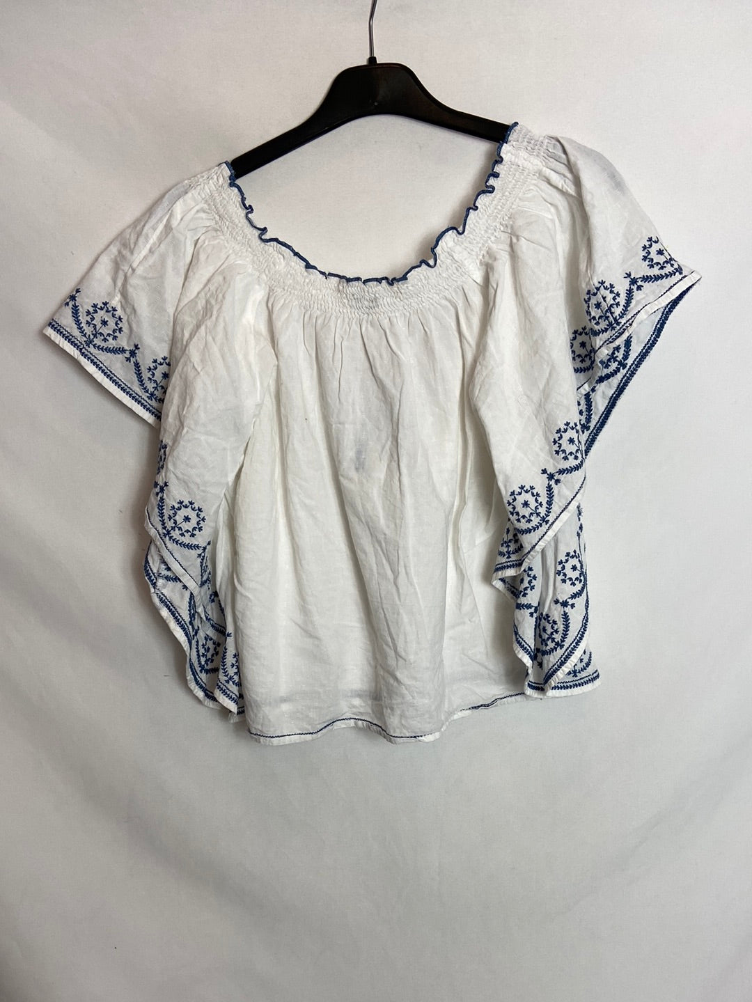ECOTÉ. Top blanco bordado T.S