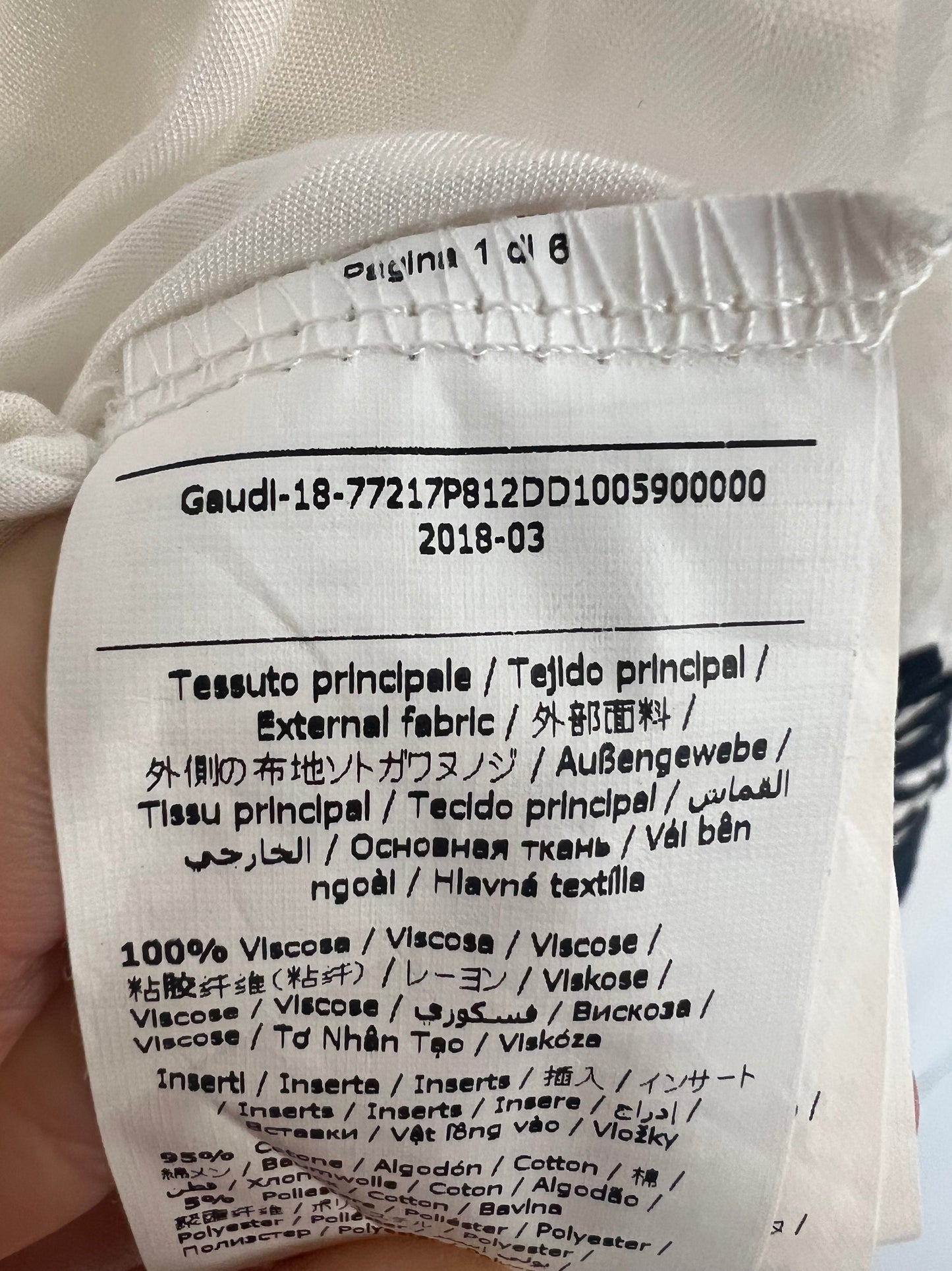 DENNY ROSE. Vestido midi blanco bordados en negros