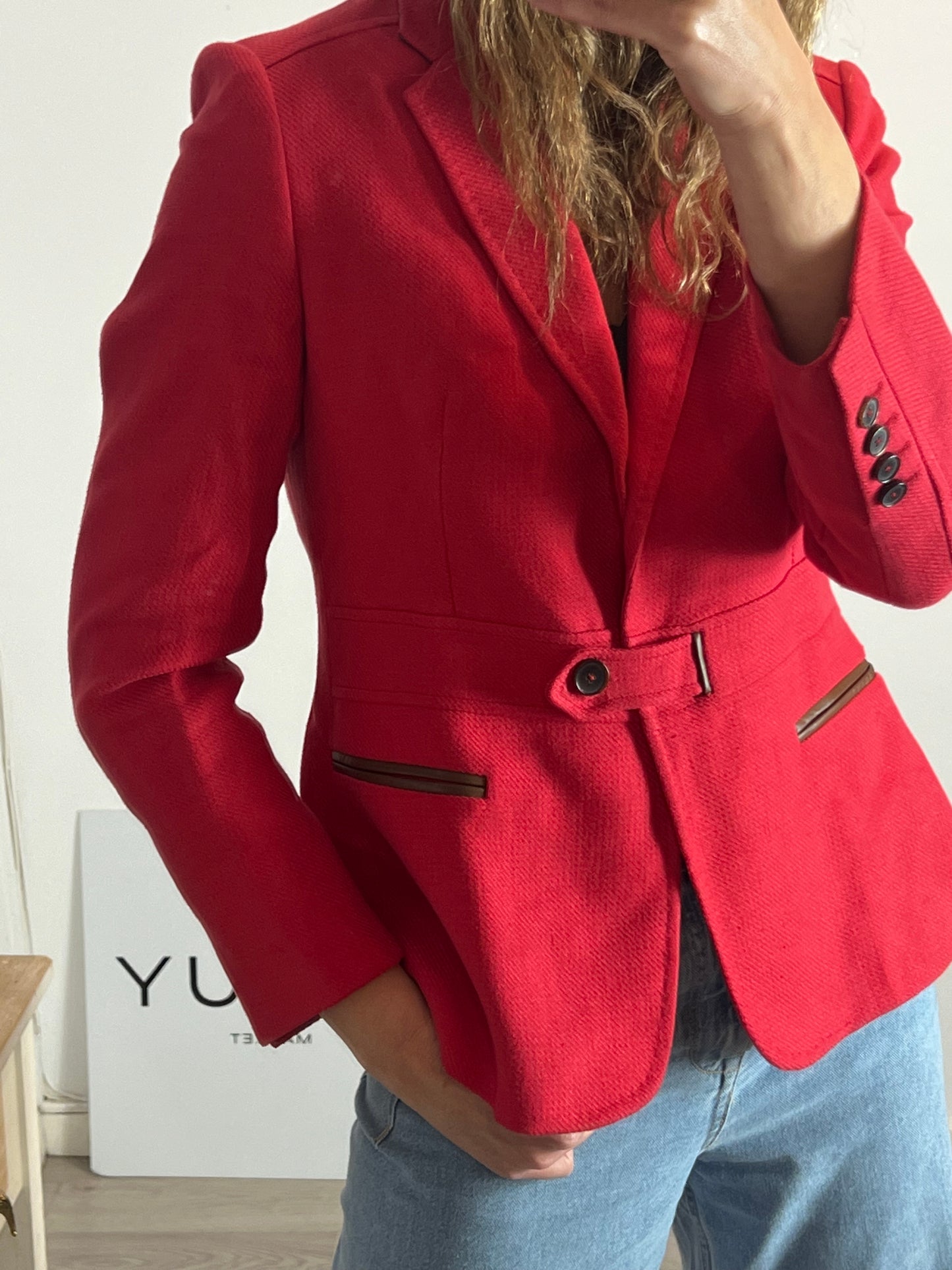 THE EXTREME COLLECTION. Blazer roja lino y algodón. T 42