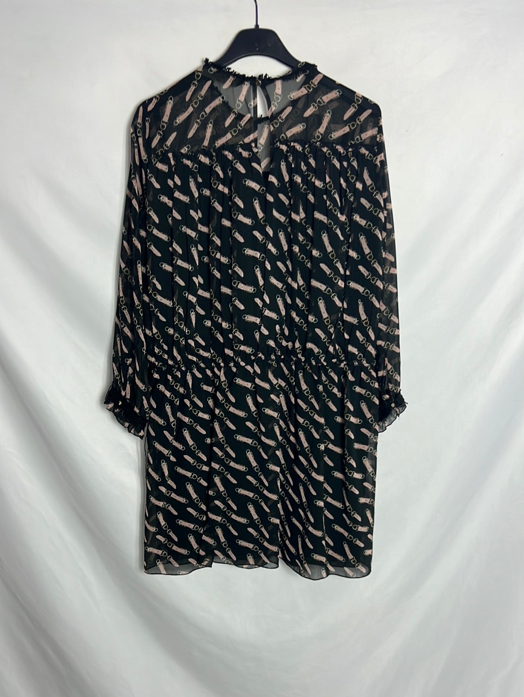 ZARA. Vestido negro fruncidos. T XS