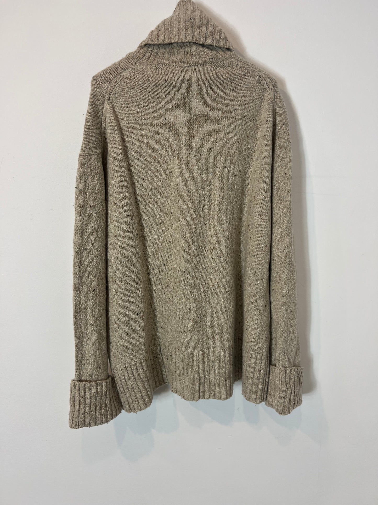 ECOALF. Jersey beige jaspeado cuello vuelto. T M