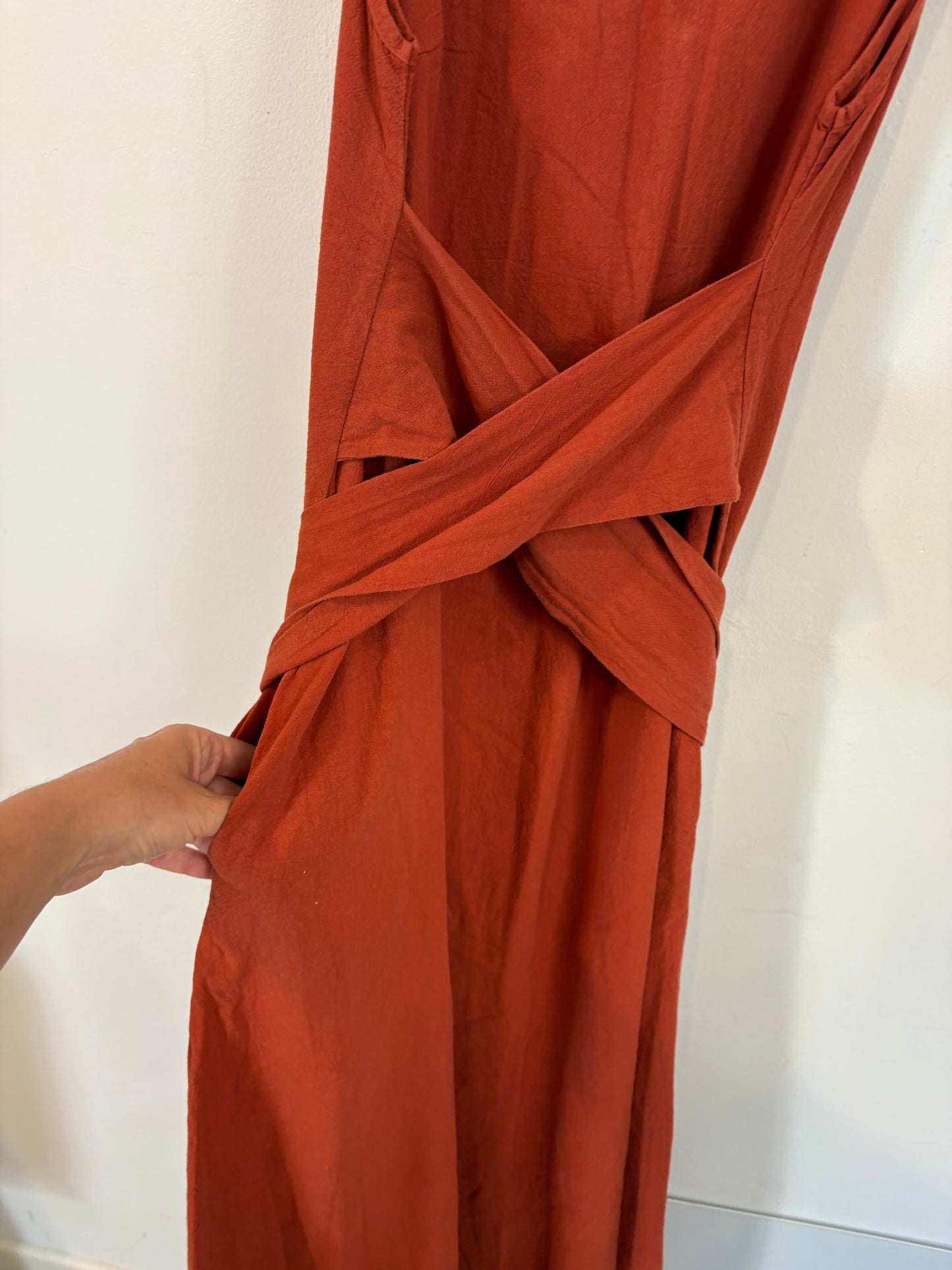 Vestido largo algodón teja