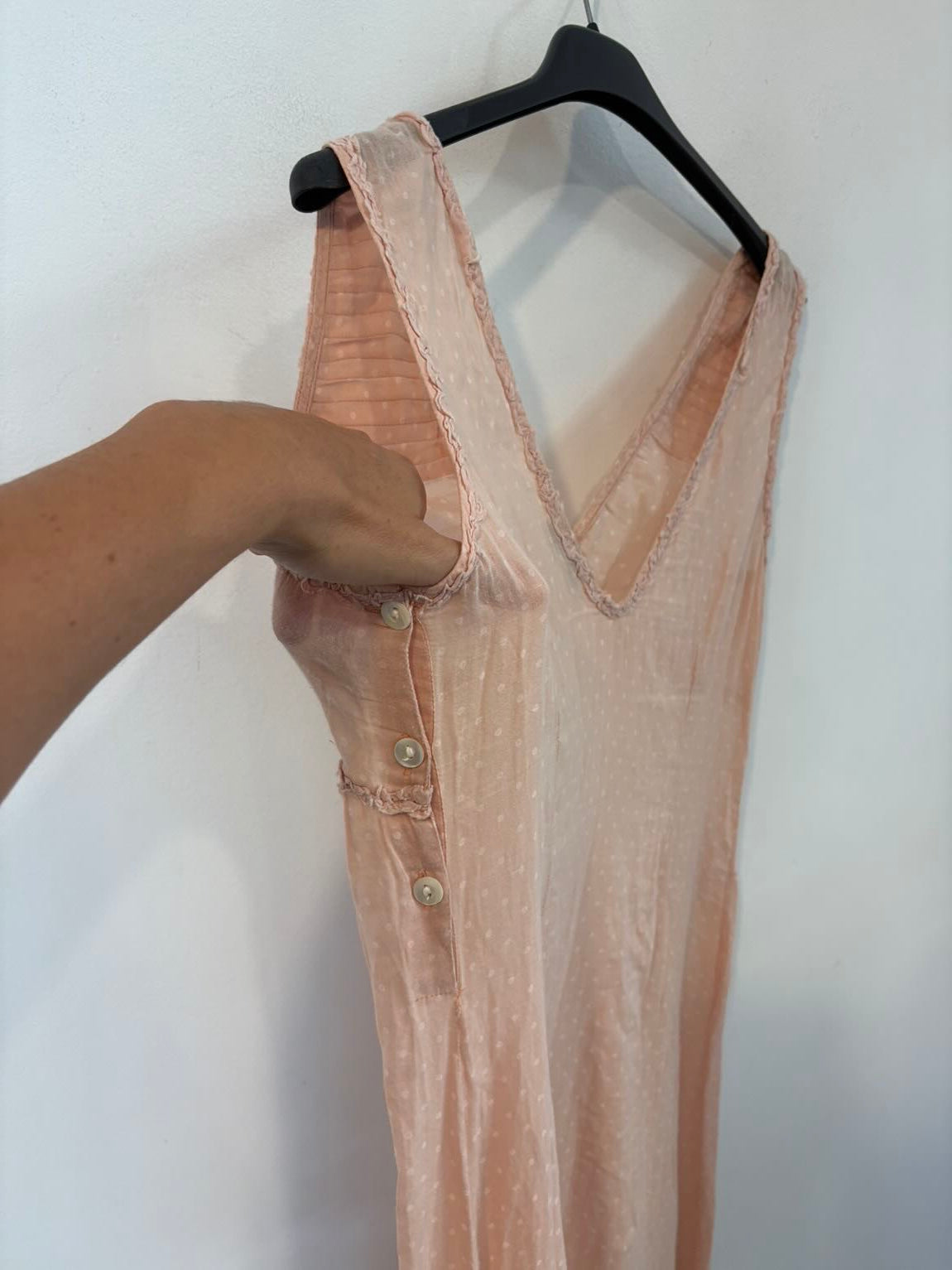 LA COSTA DEL ALGODÓN. Vestido camisón rosa palo