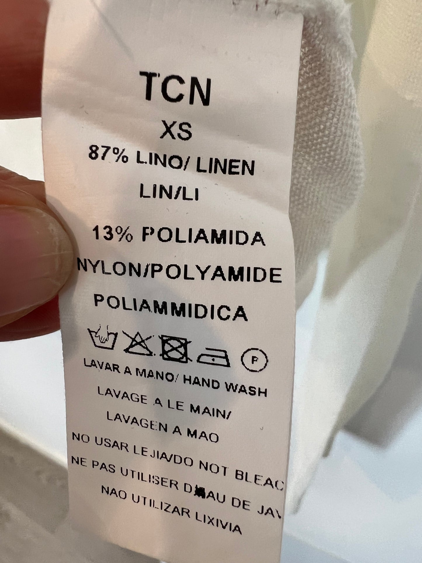 TCN. Top blanco lino T.xs (tara)