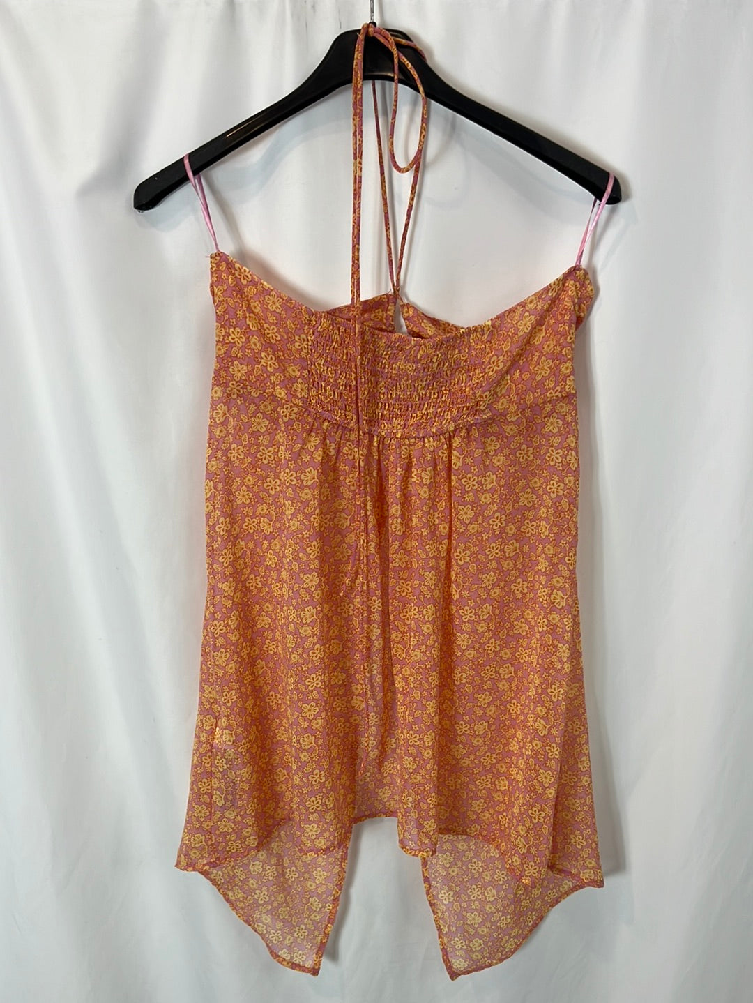 BERSHKA. Top rosa flores T.s