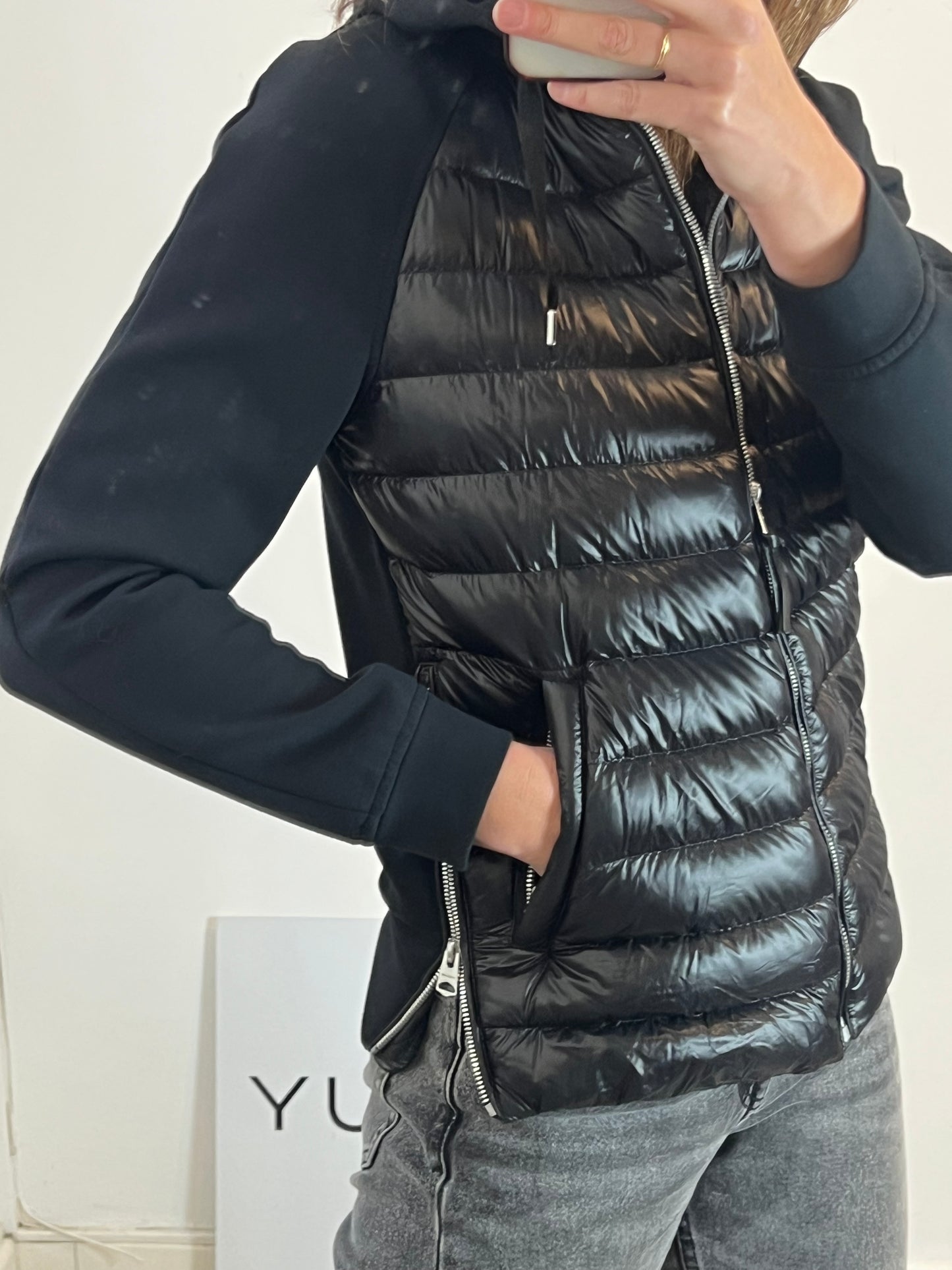 MACKAGE. Black double-textured quilted jacket. XS/S