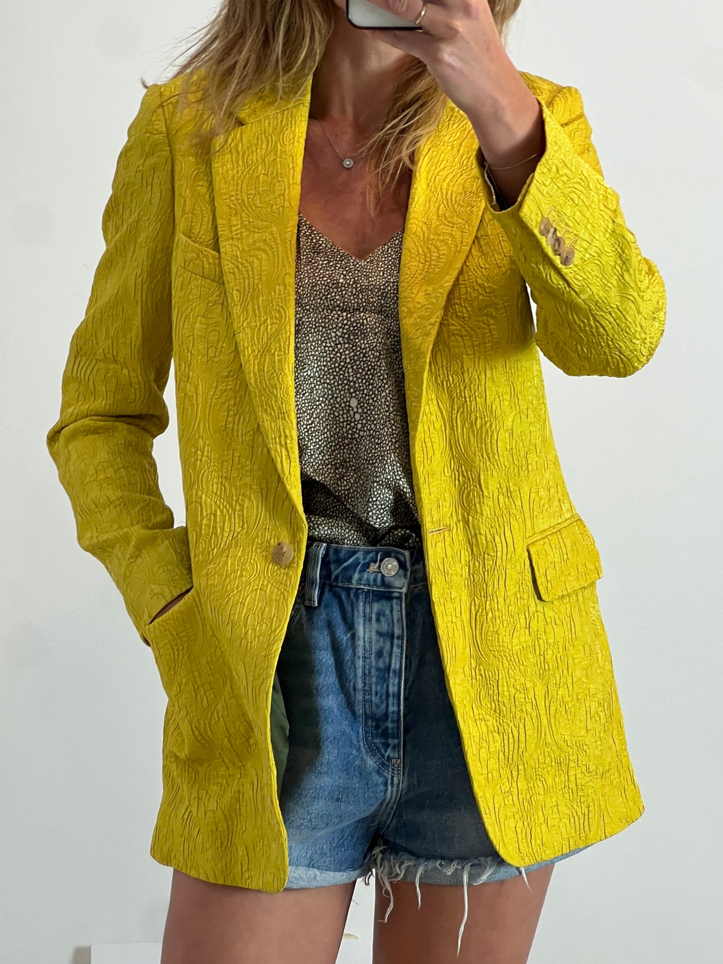 DRIES VAN NOTEN. Pistachio-textured blazer. Size 36