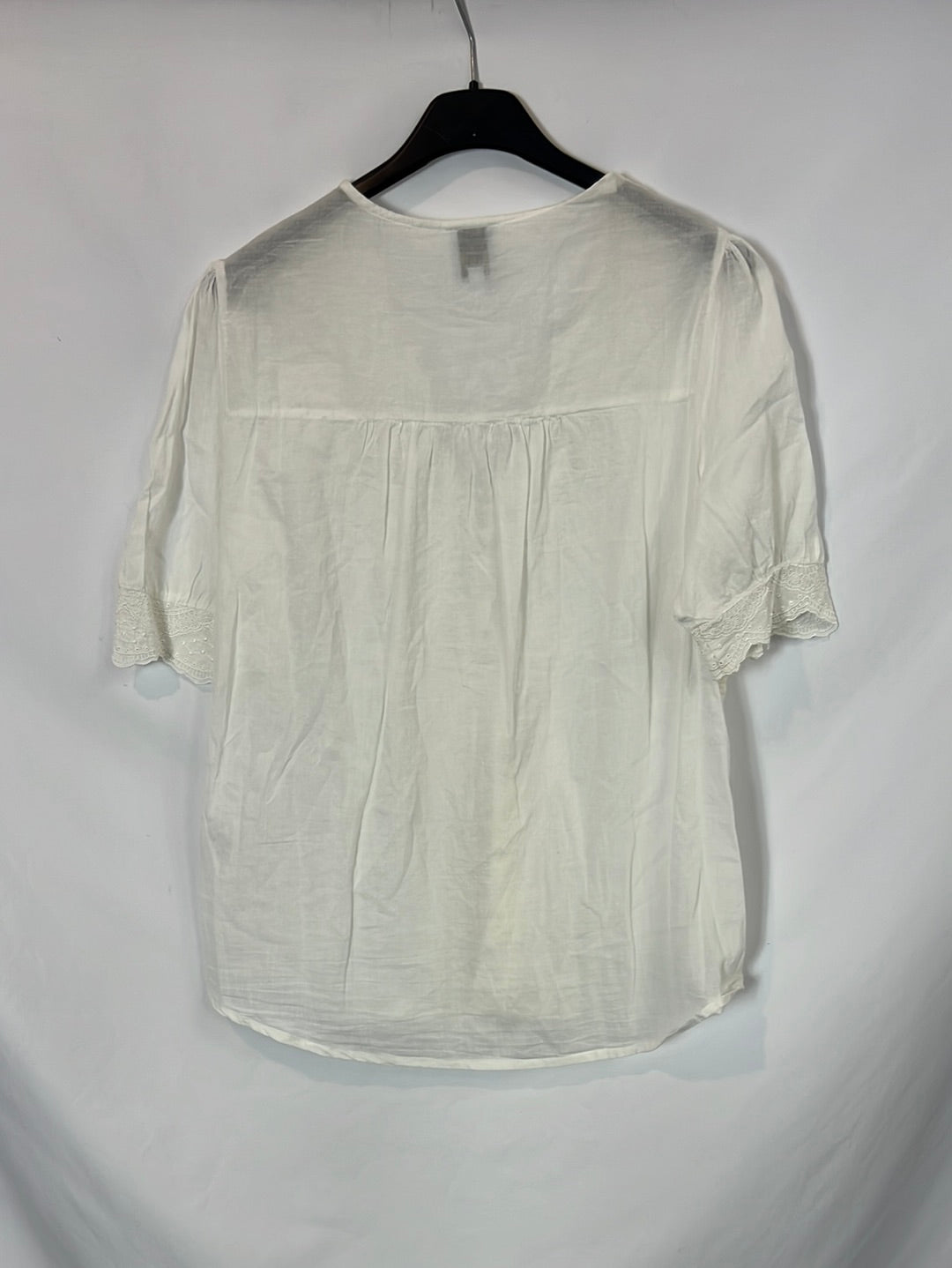 JOLIE JOLIE. Blusa blanca algodón bordado T.m