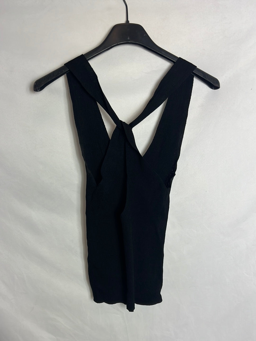 MANGO. Top negro punto fino T S