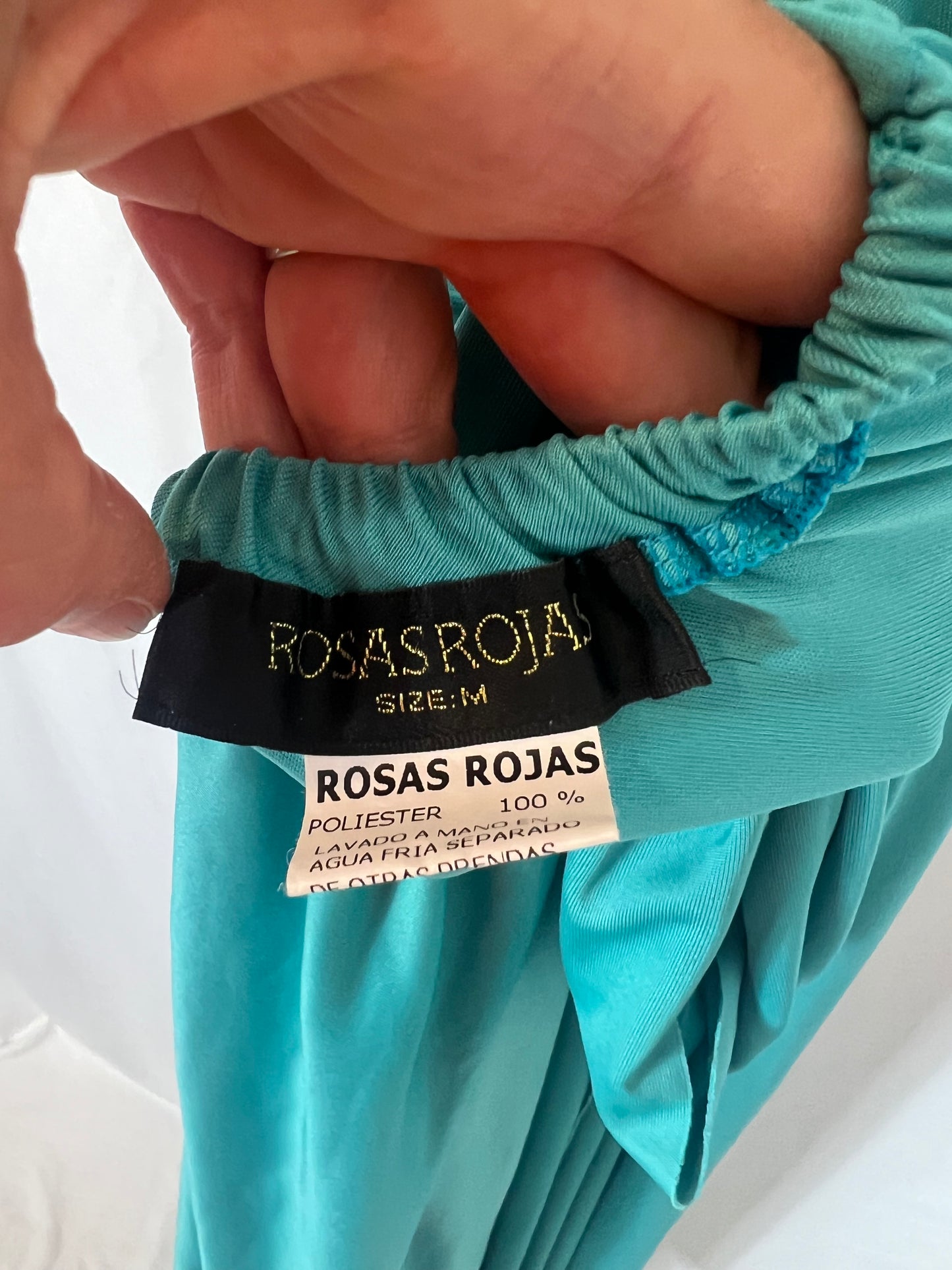 ROSAS ROJAS. Vestido escote lazada azul T.m