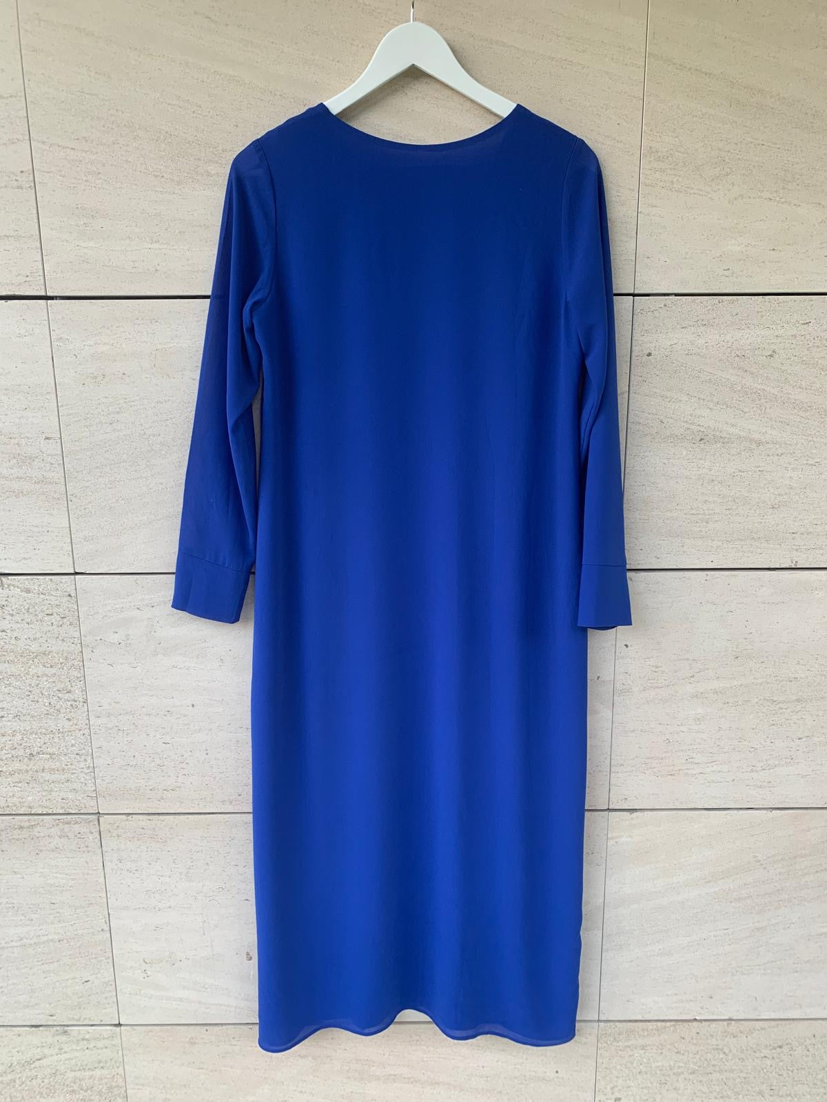 BIMANI. Vestido midi azul Klein abertura