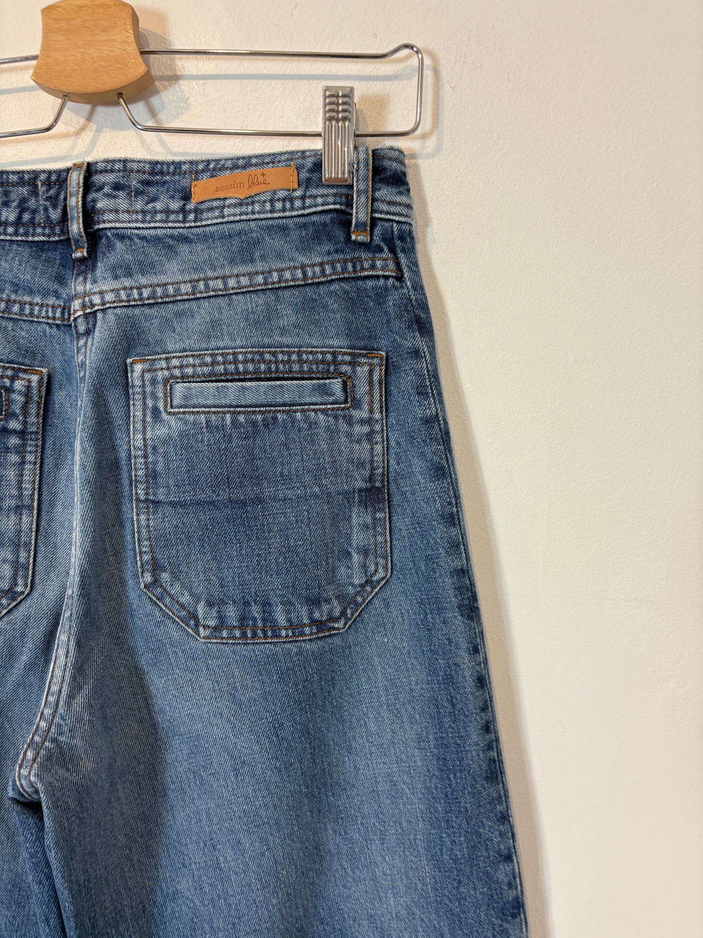 SESSUN: Denim bolsillos pata ancha