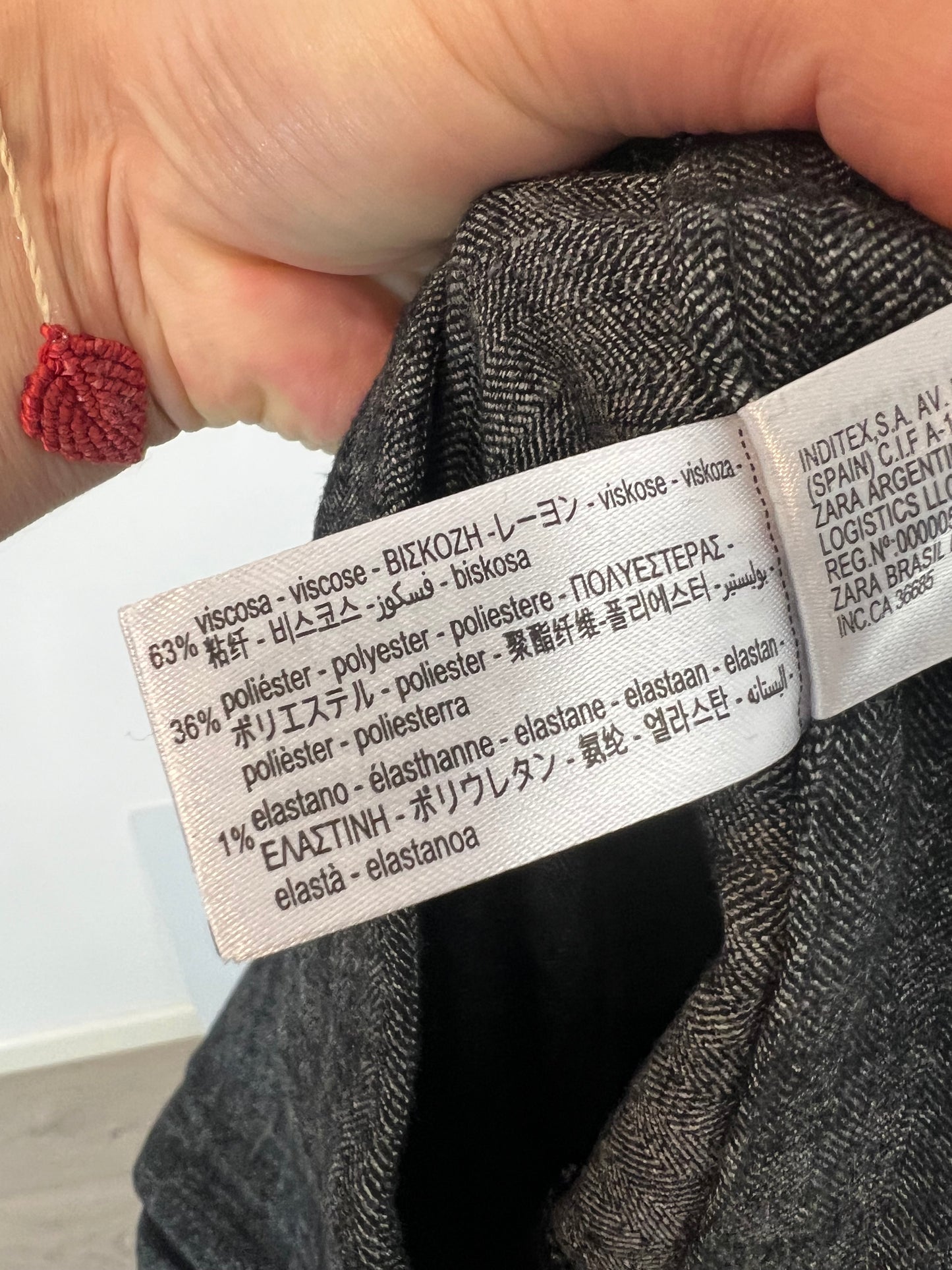 ZARA. Pantalón textura gris jaspeado. T S