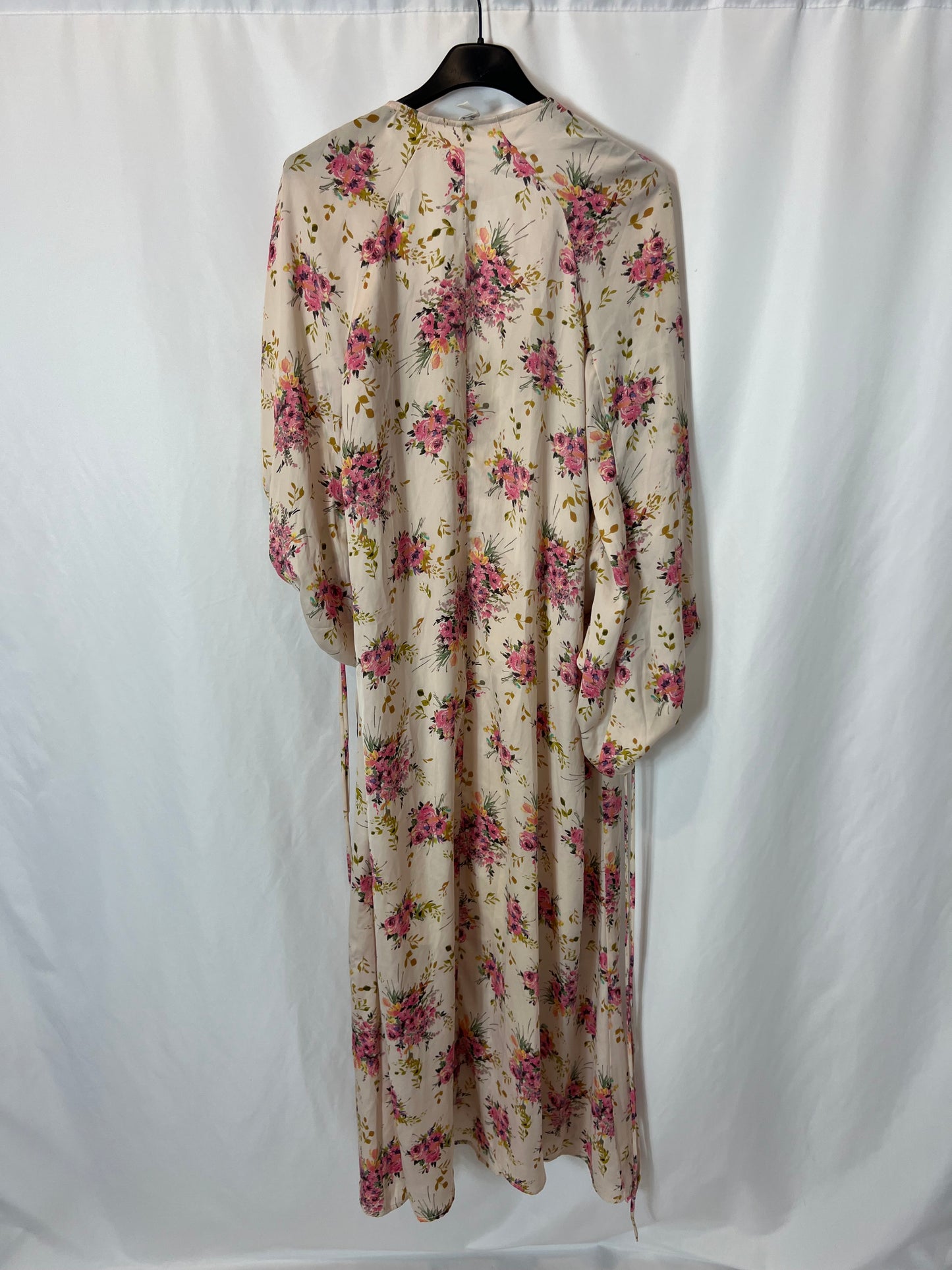 MANGO. Vestido beige flores T.xs