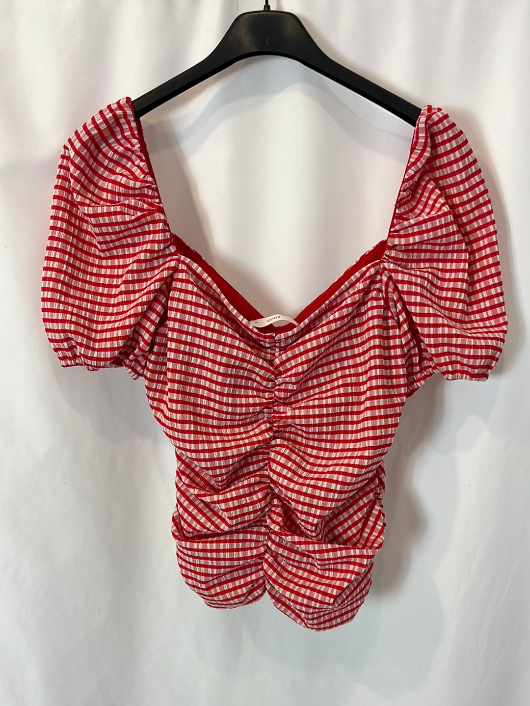 MANGO. Top bicolor elástico fruncidos. T M