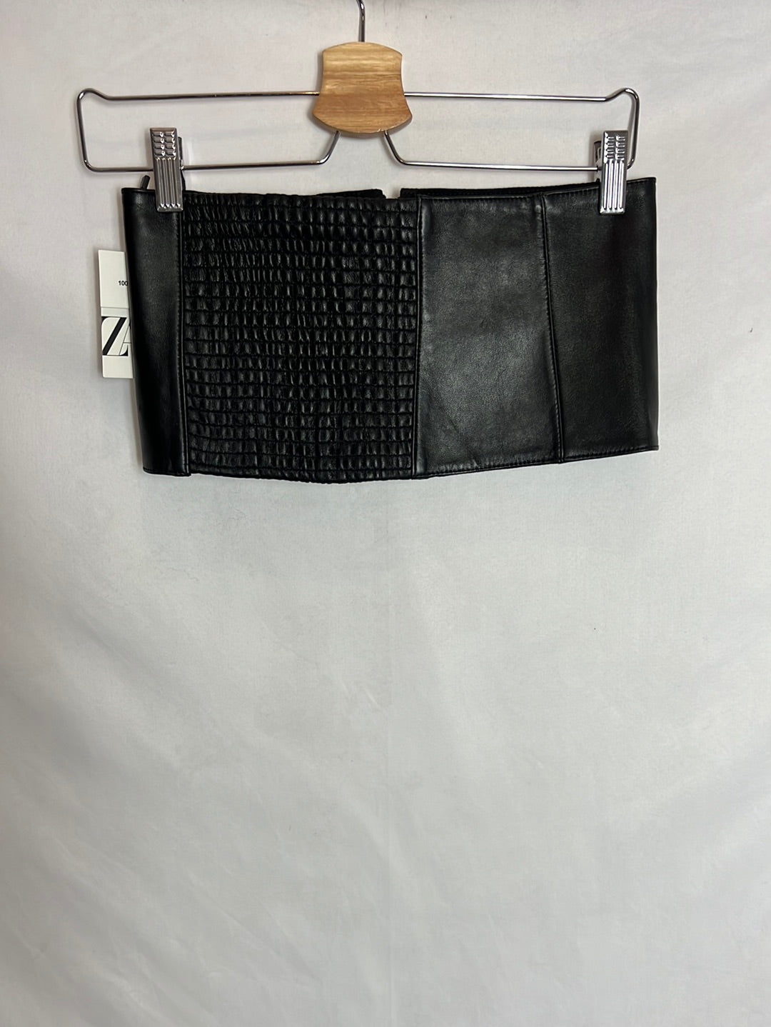 ZARA. Cinturón fajín piel cremallera. T S