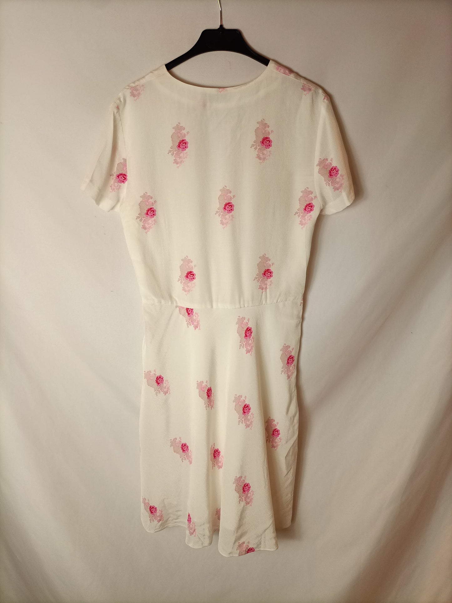 SAMOE SAMSOE. Vestido blanco flores rosas. T M/L