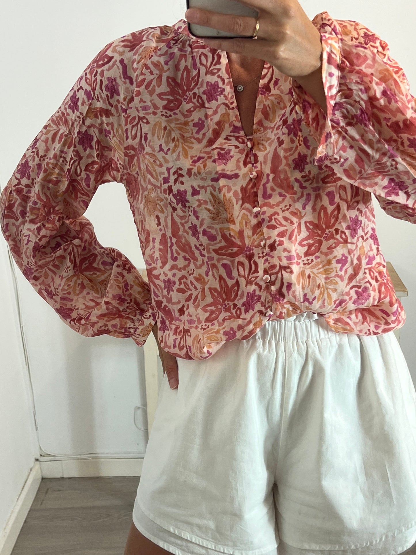 CARLOTA&CO. Blusa rosa estampada T.m