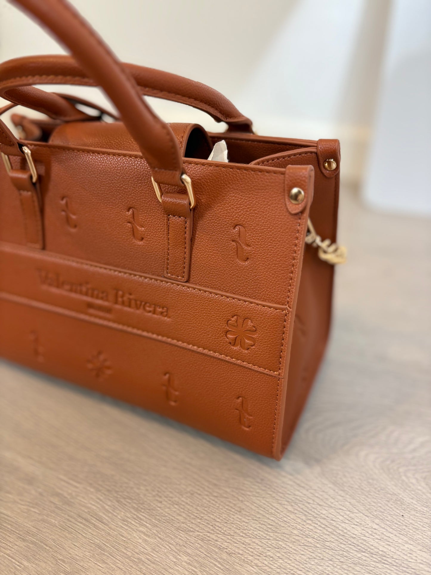 VALENTINA RIVERA. Brown leather mini tote bag