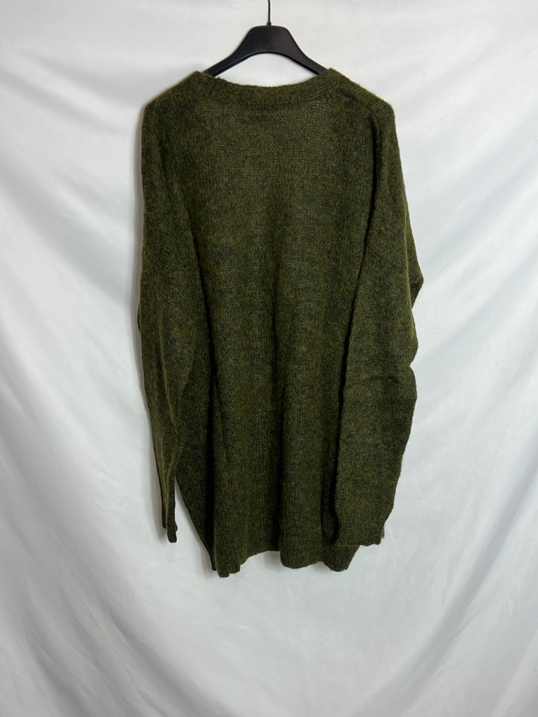 ZARA. Cárdigan verde jaspeado oversized. T M