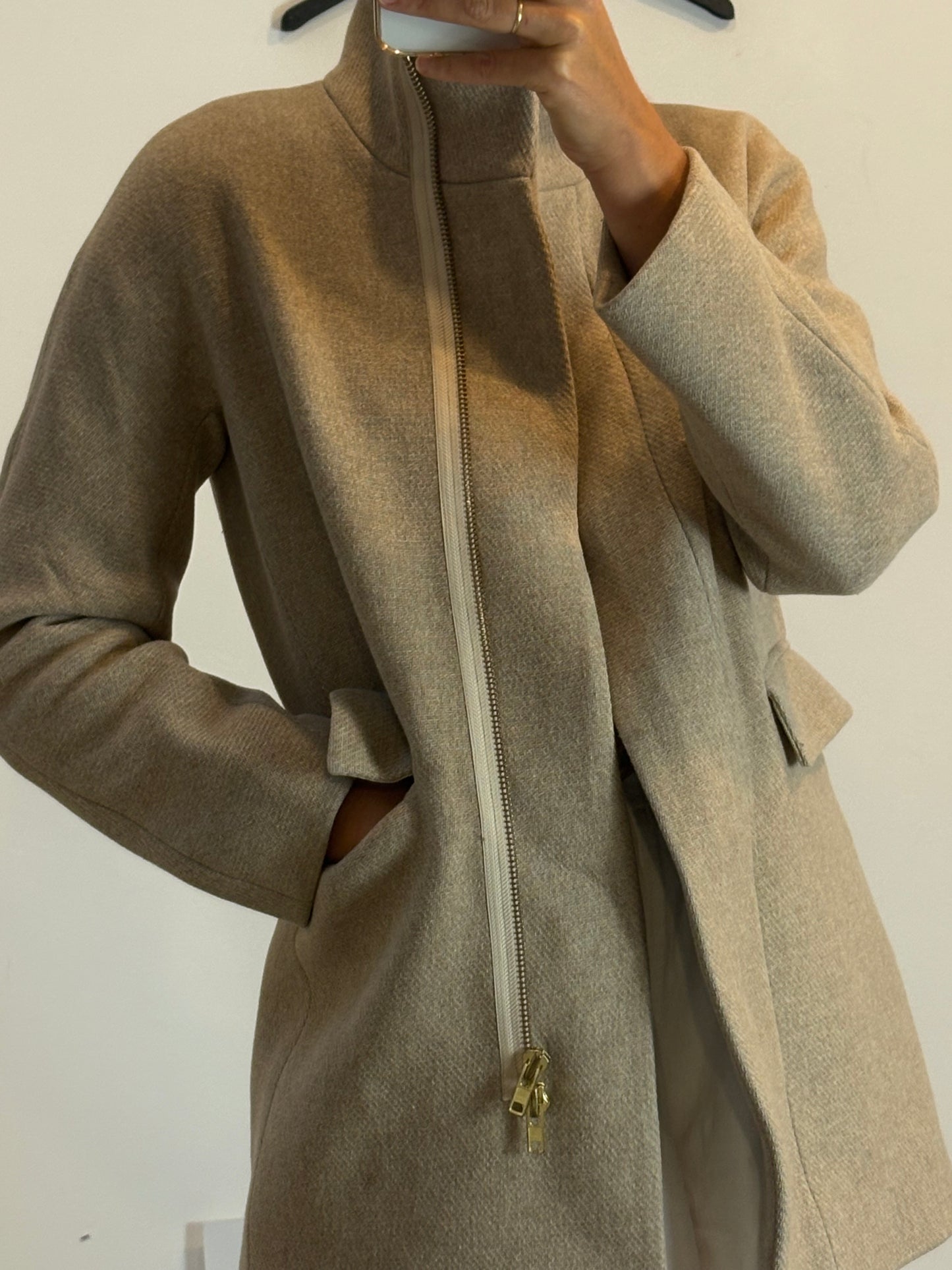 J CREW. Abrigo beige lana. T S