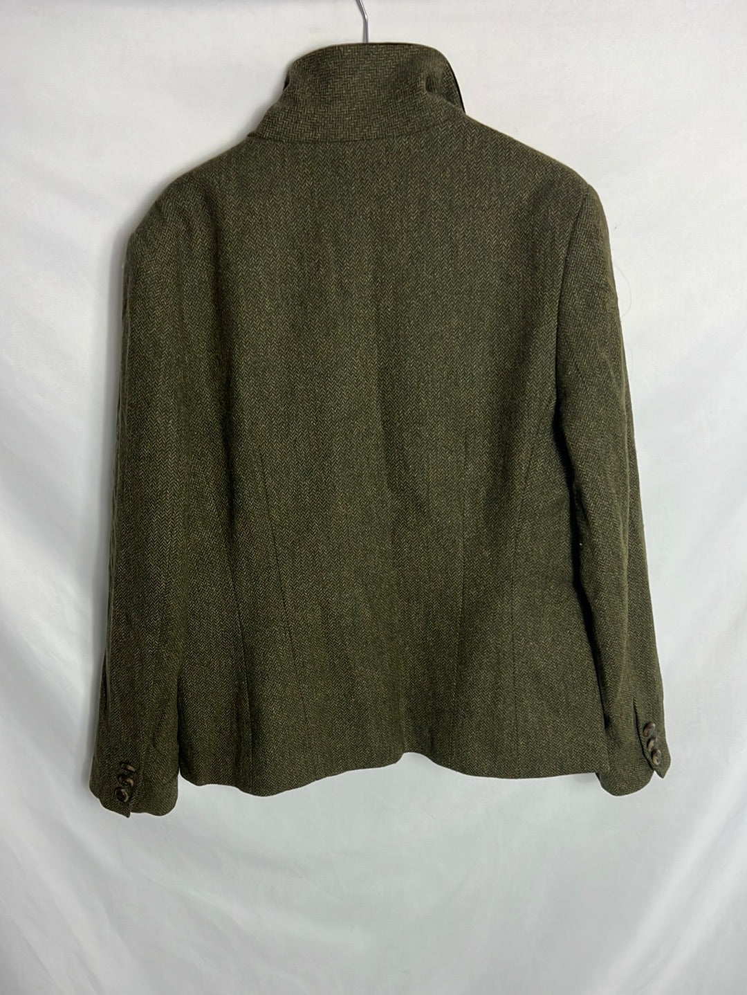 LAURA ASHLEY. Blazer lana verde jaspeada . T40