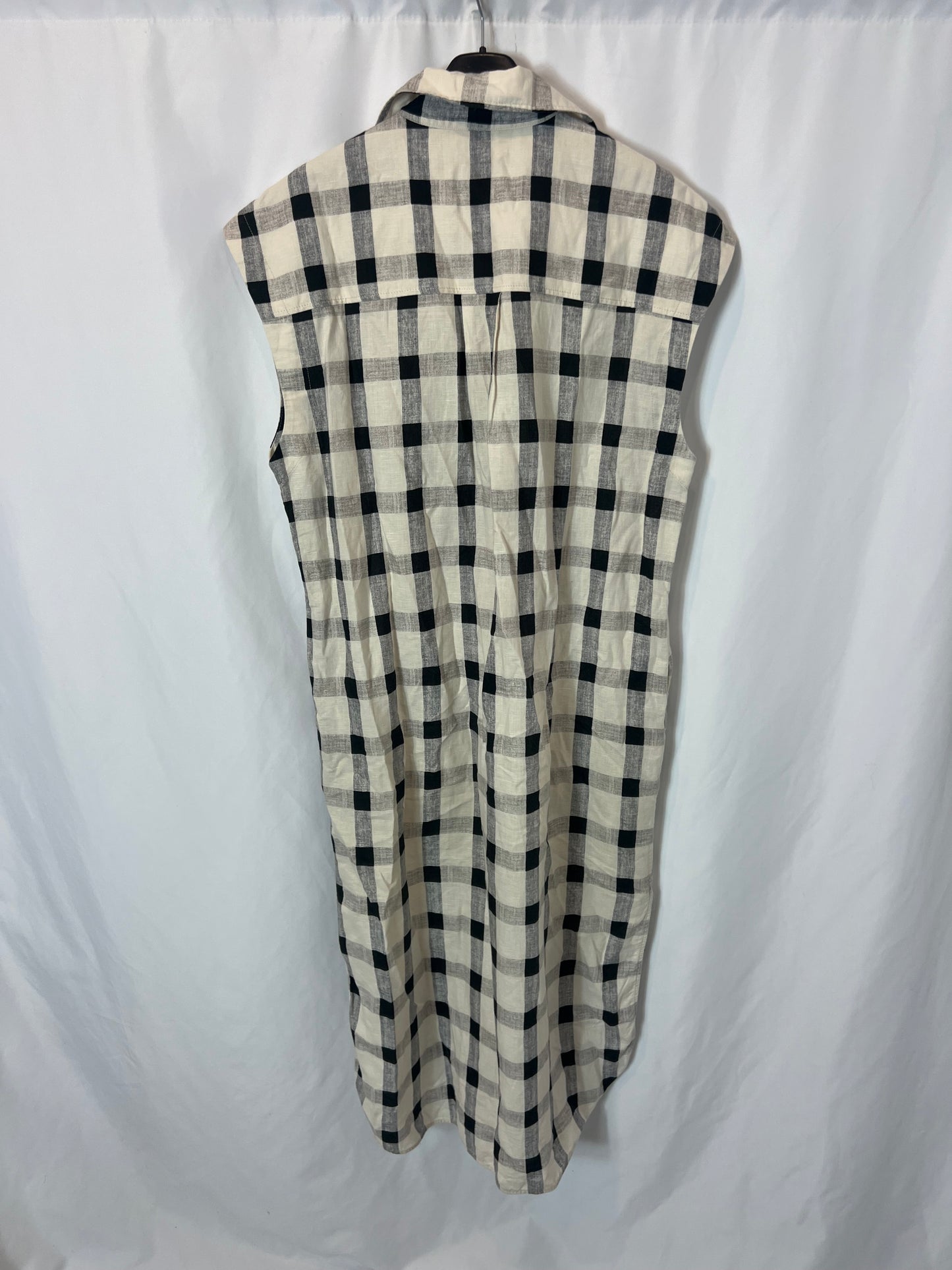 MASSIMO DUTTI. Vestido largo camisero cuadros. T 38
