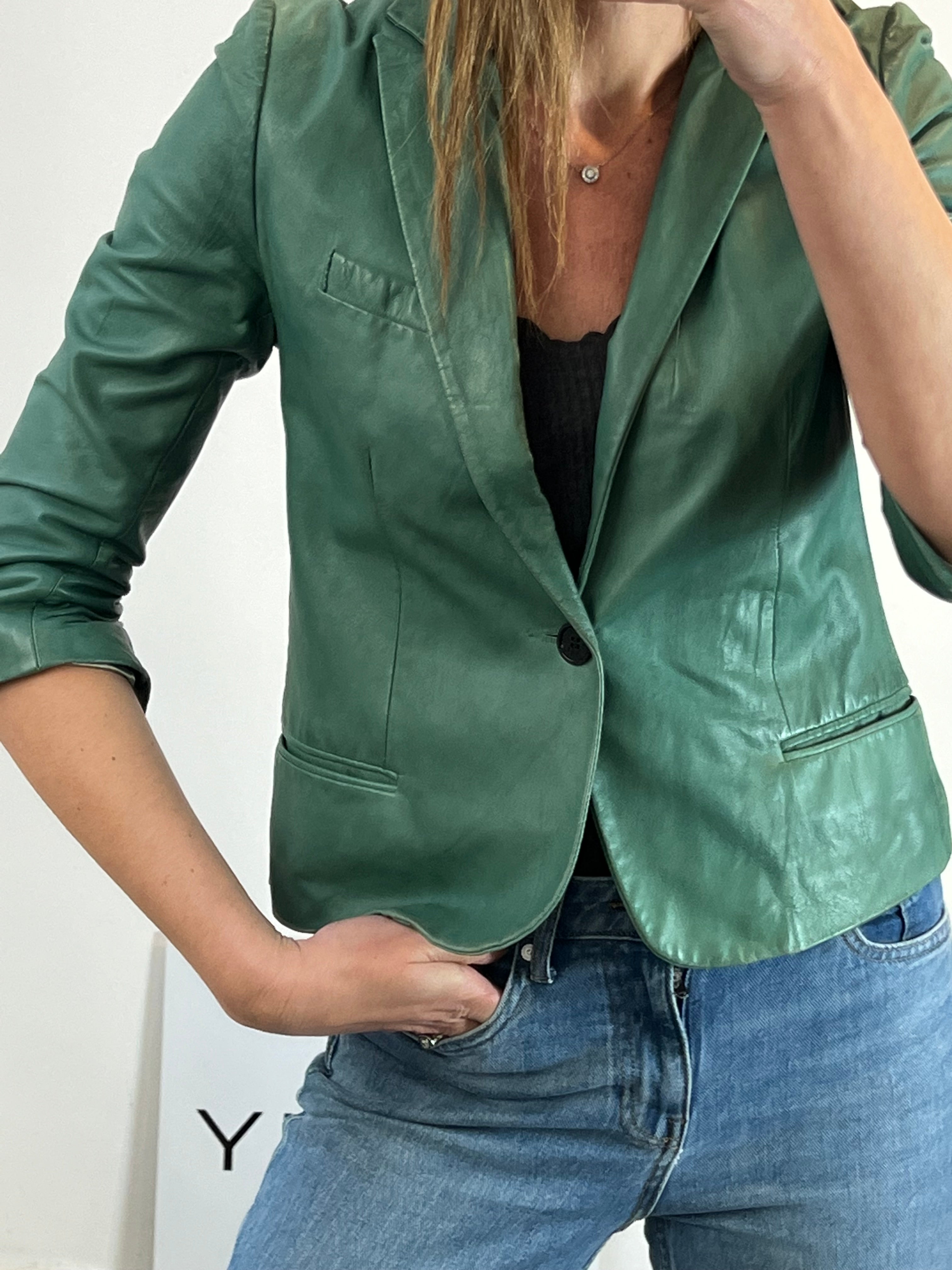 ZADIG & VOLTAIRE. Green leather jacket. TM (tare) – Hibuy market