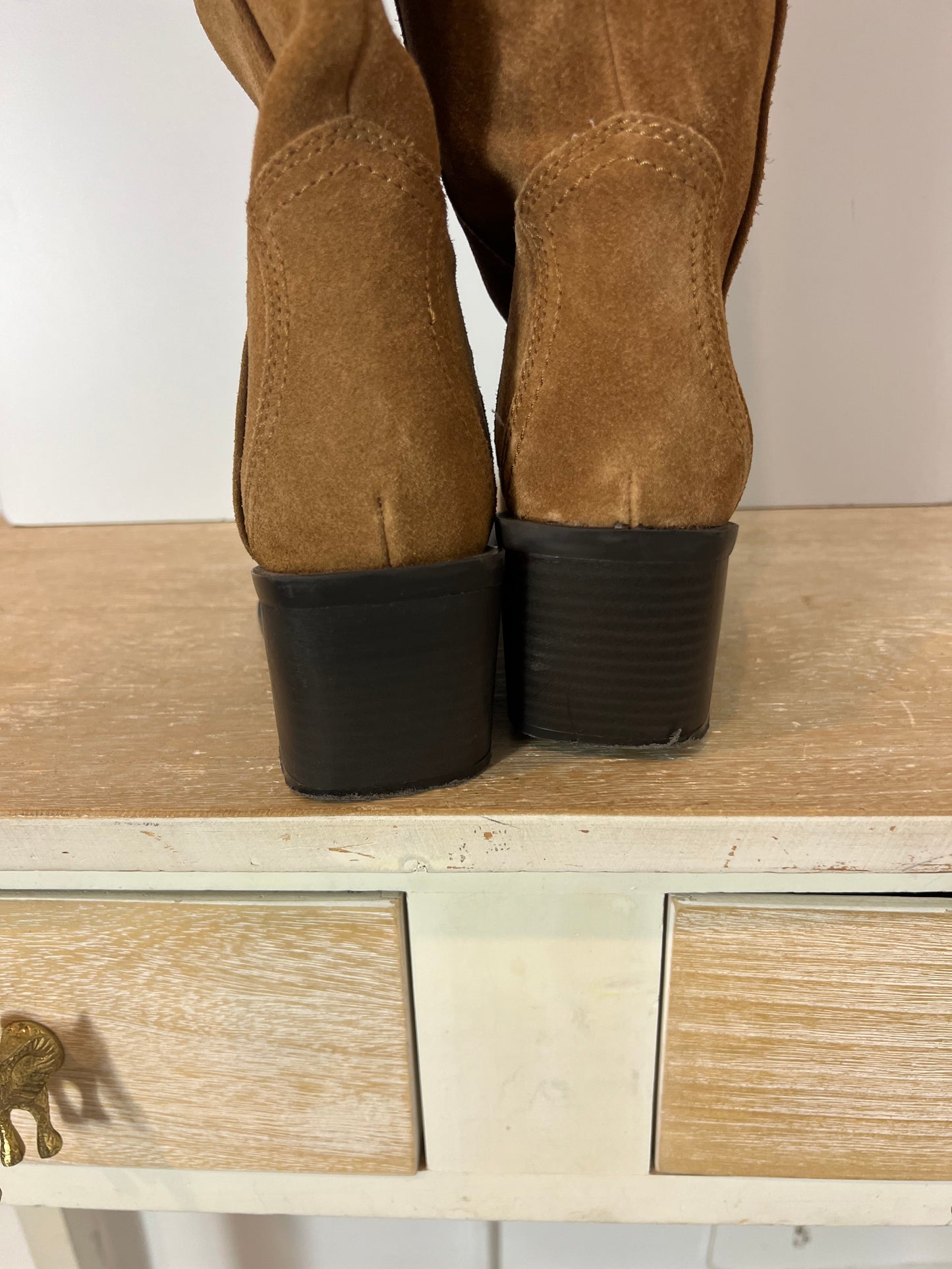 MANGO. Botas alta camel piel T.37