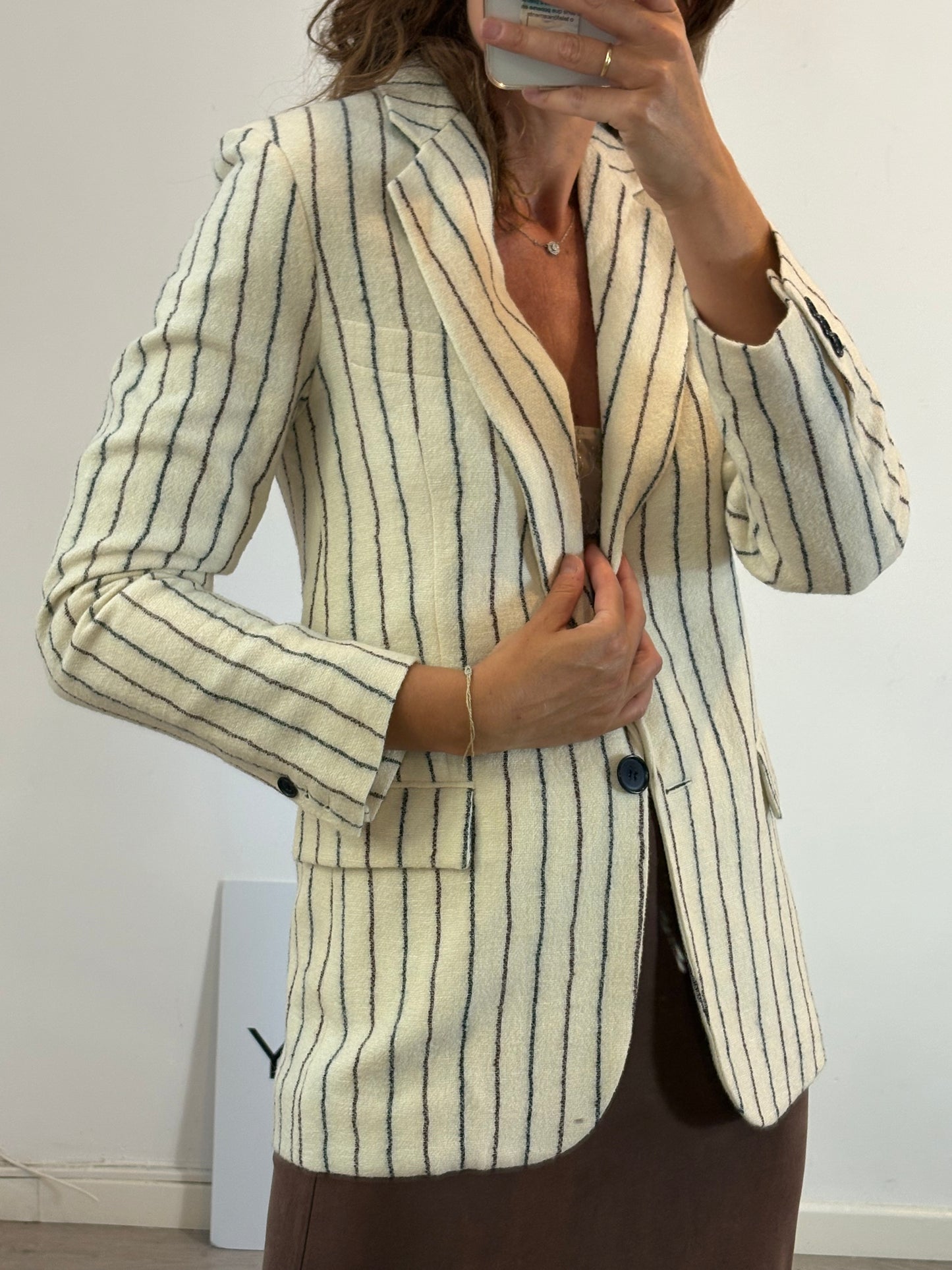 ISABEL MARANT.Blazer lana y Lino rayas. T 36