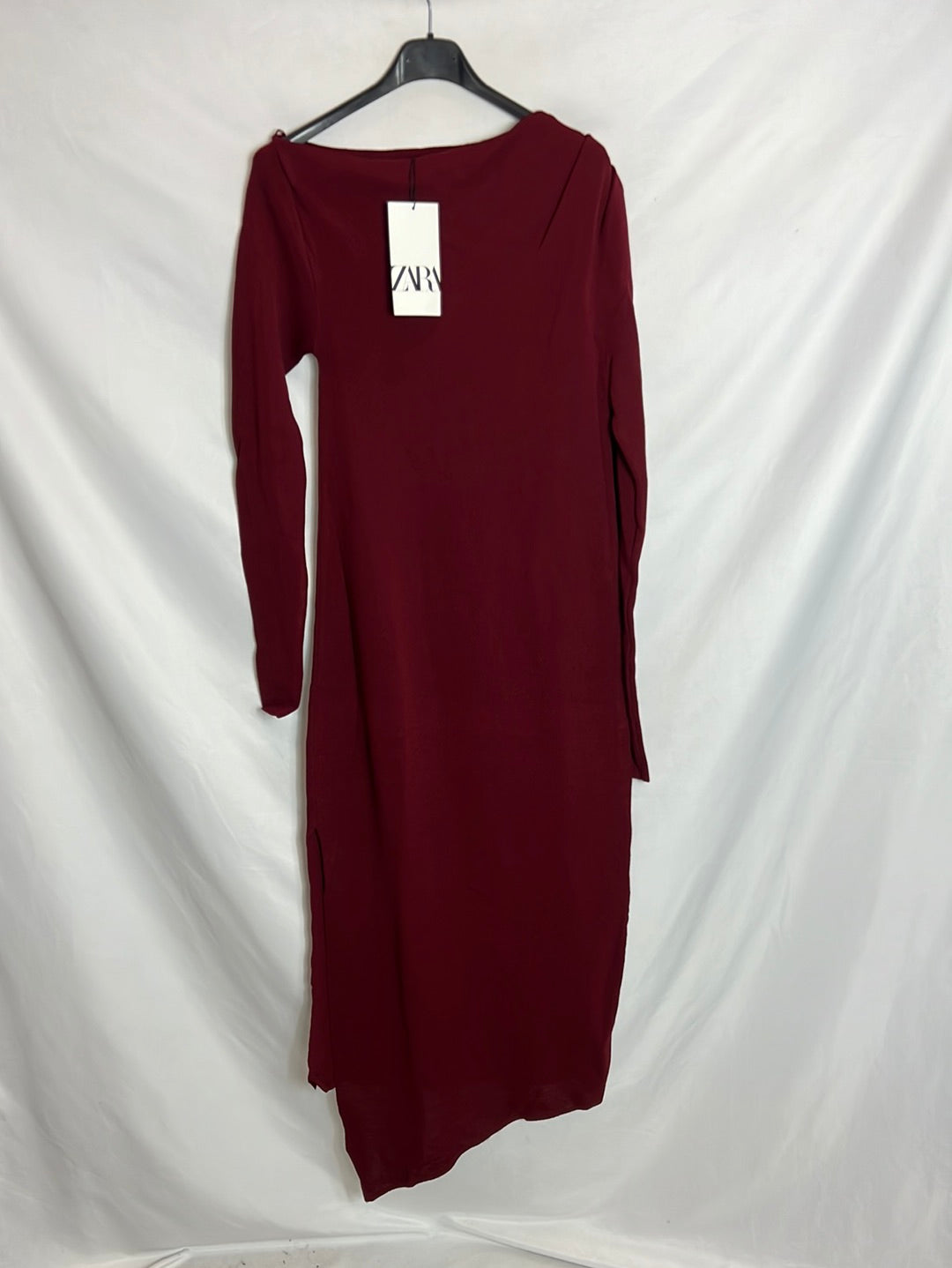Vestido Asimetrico Vestido Punto Mujer Zara Vestido Midi Burdeos
