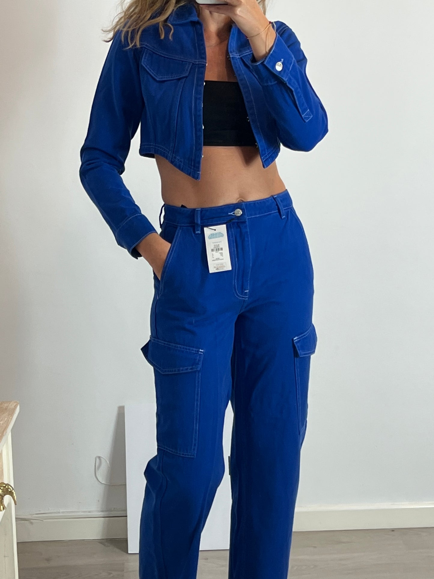 PRIMARK. Pantalón ancho denim azul T.36