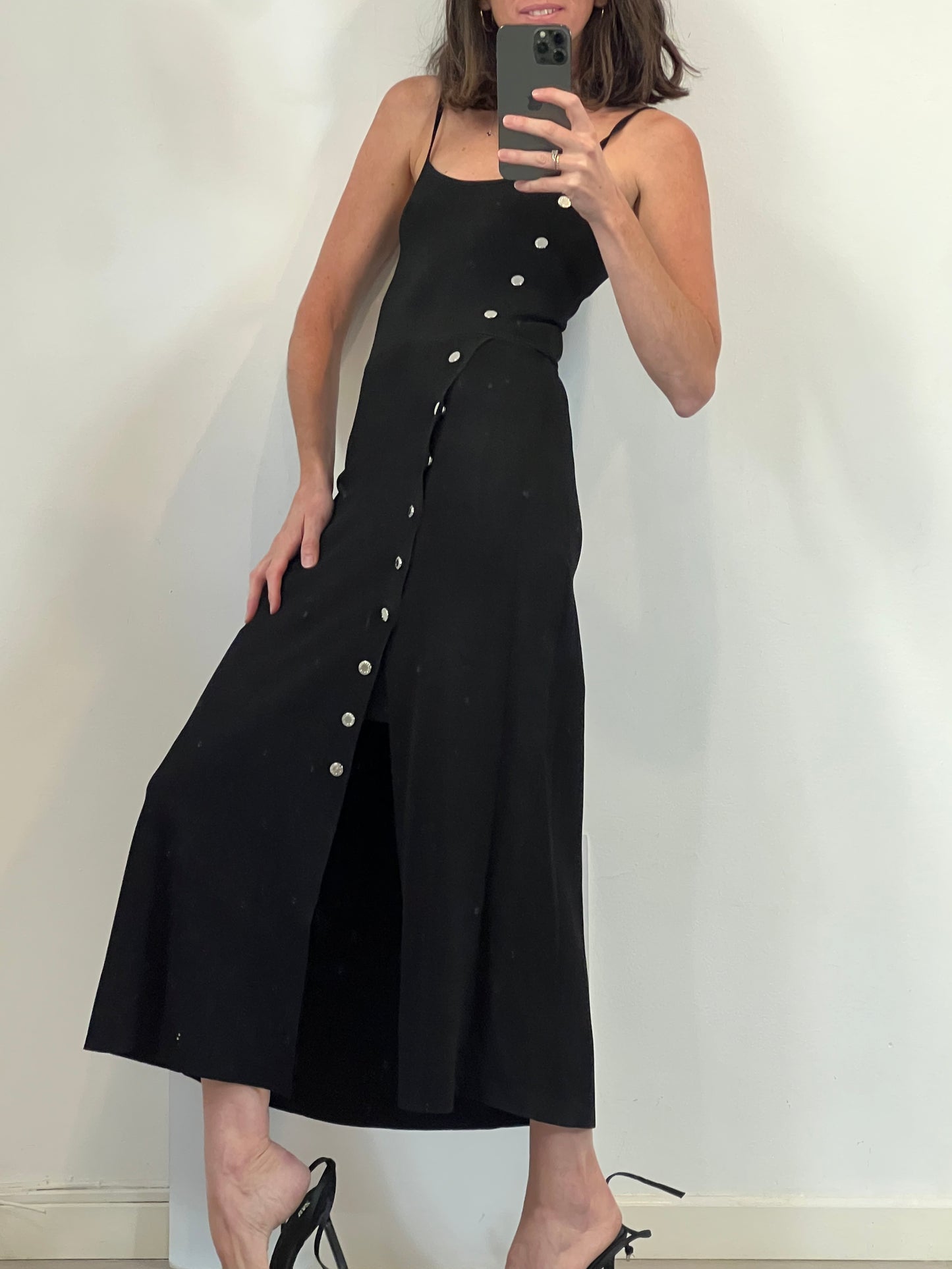 SANDRO. Vestido punto botones T.36