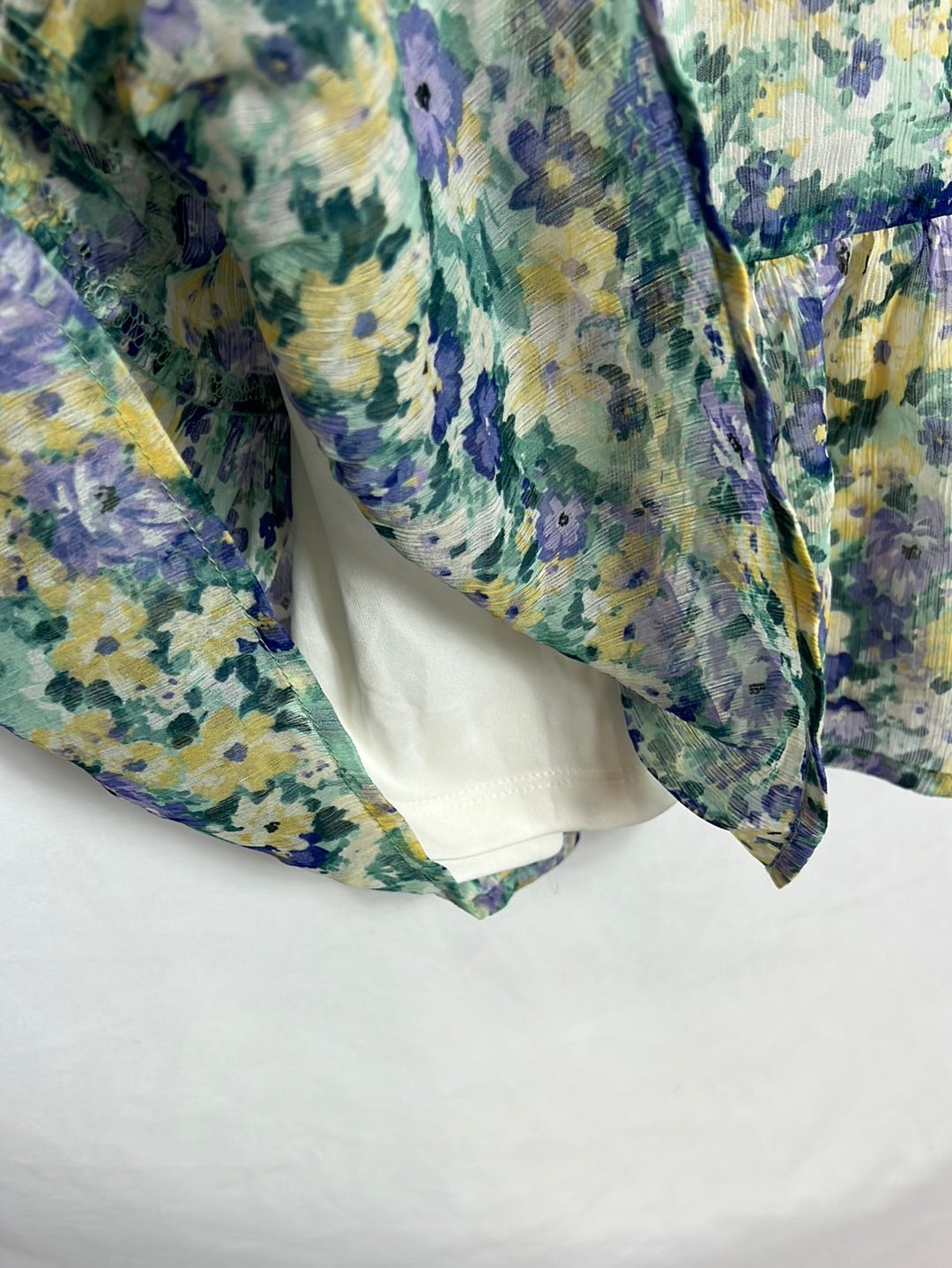 STRADIVARIUS.Vestido corto flores T.s