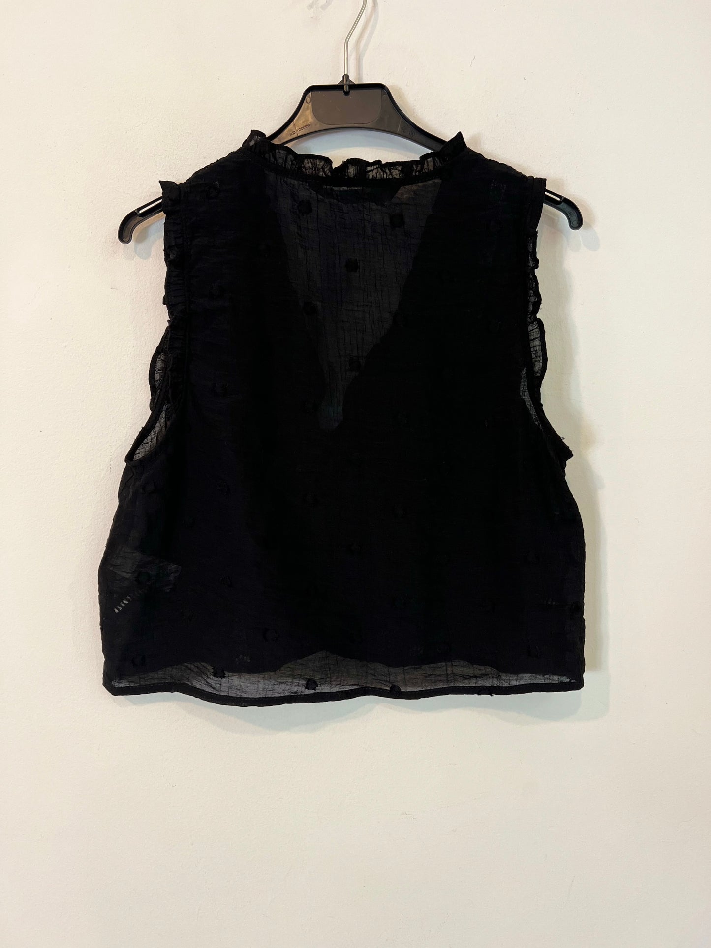 ZARA. Black lace and polka dot Ts top