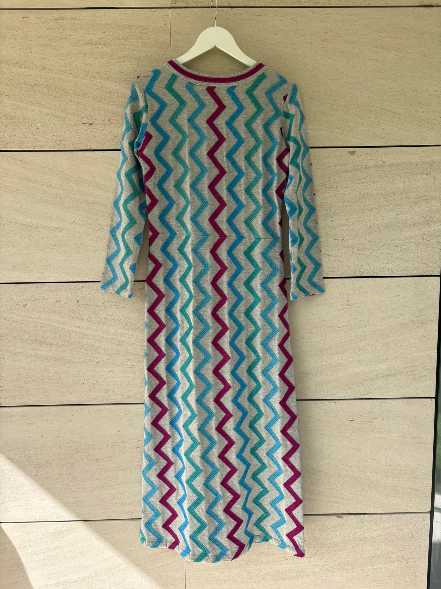 MICHONET. Vestido largo algodón zig zag