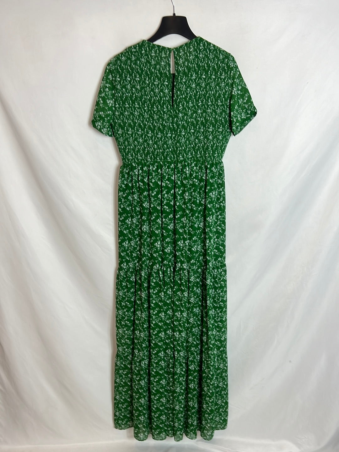 ZARA. Long green floral dress T.xs