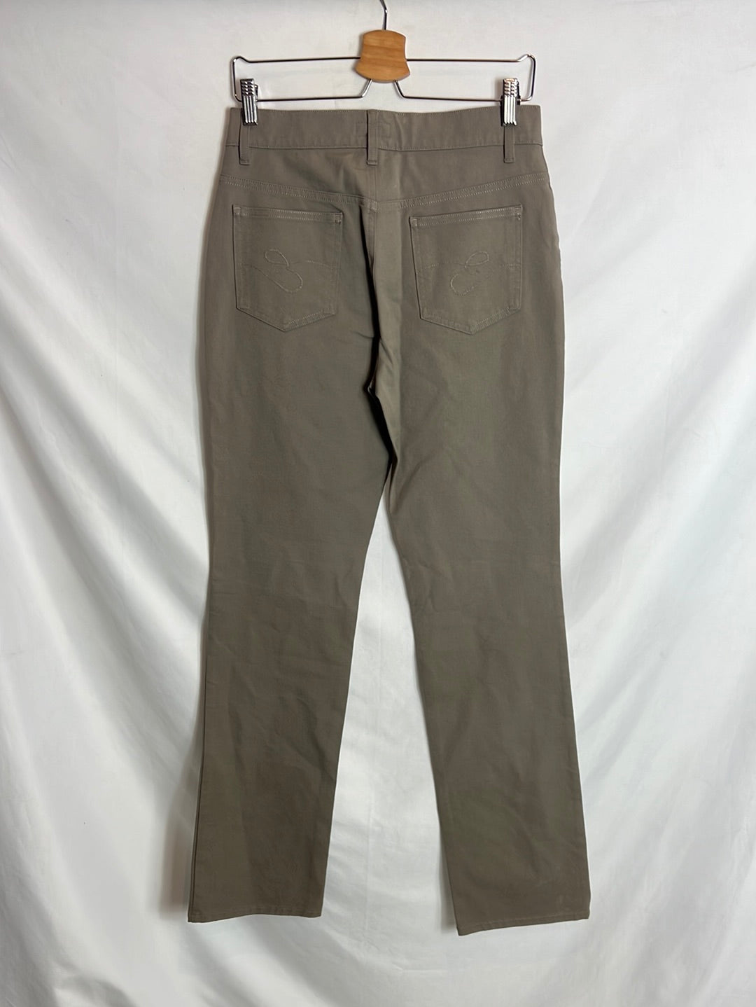 ESCADA SPORT. Taupe stretch straight-leg trousers. Size 38