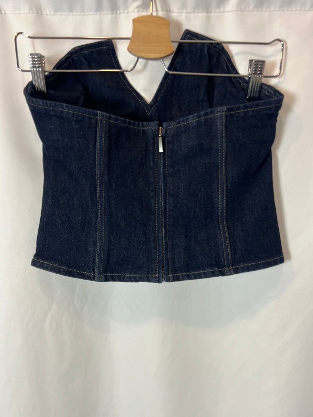 ZARA. Denim whalebone strapless top. TM