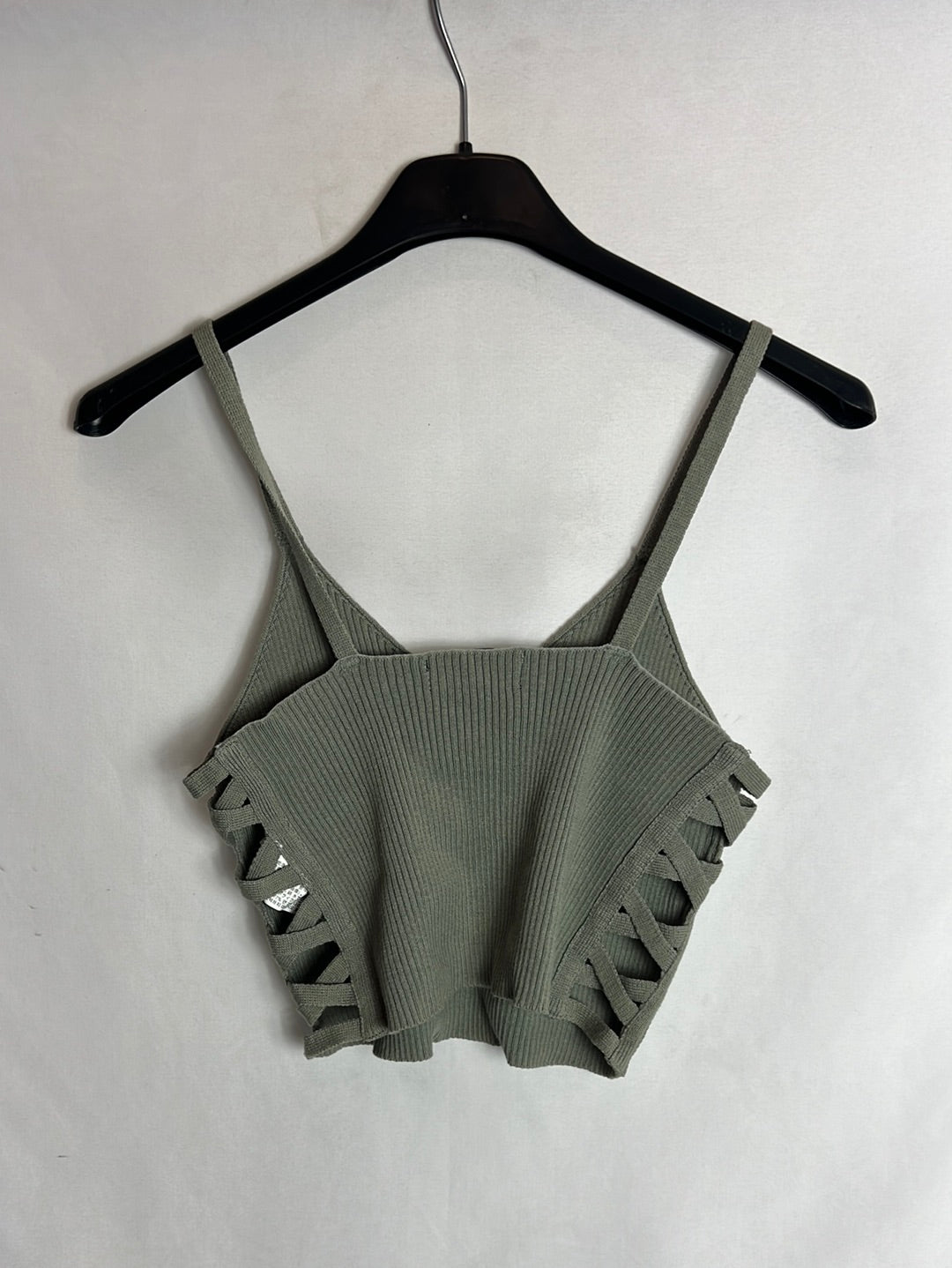 FOREVER 21. Croptop verde canalé. T L