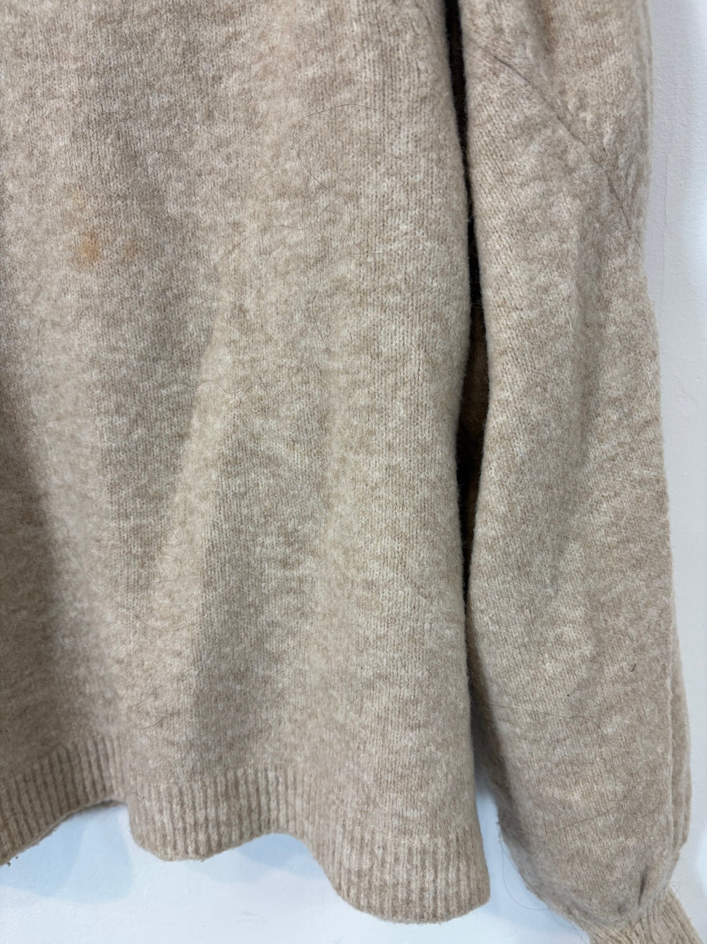 MANGO. Chaqueta beige jaspeada lana