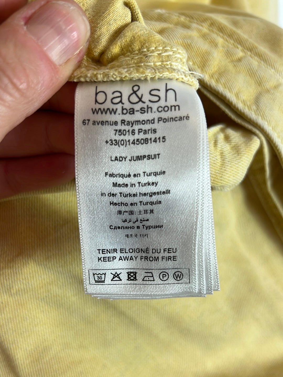 BA&SH. Mono amarillo denim efecto desgastado. T 3(M)