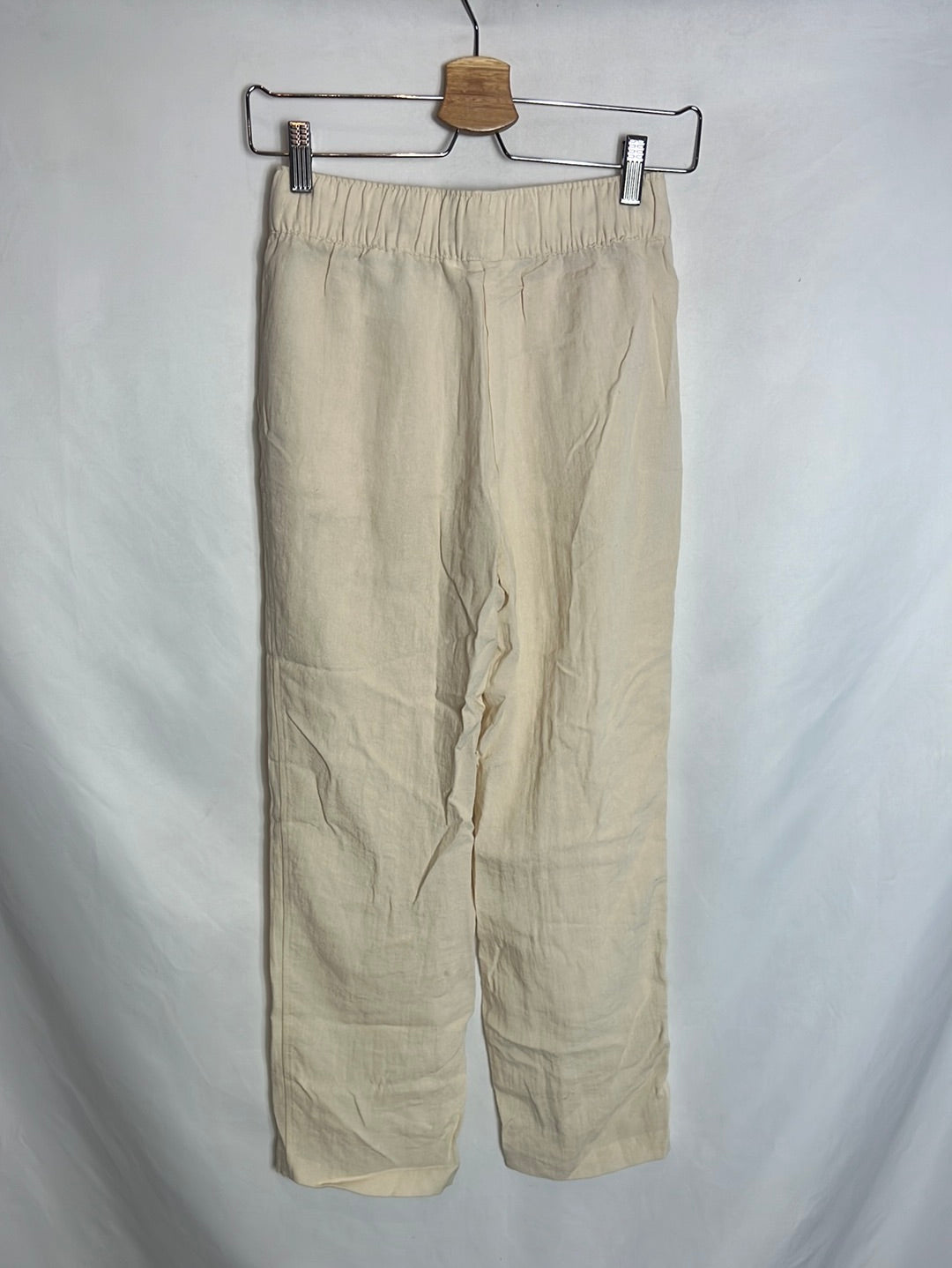 H&M. Pantalones beige efecto Lino. T XS