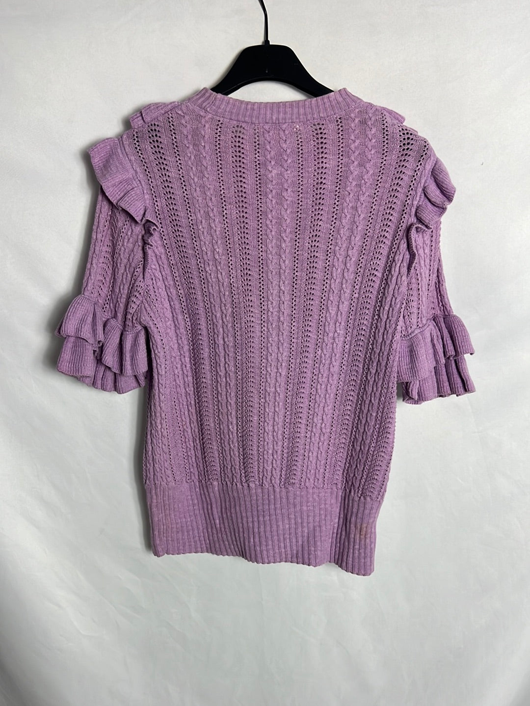 H&M.Top punto lila volantes. T 36 (Tara)
