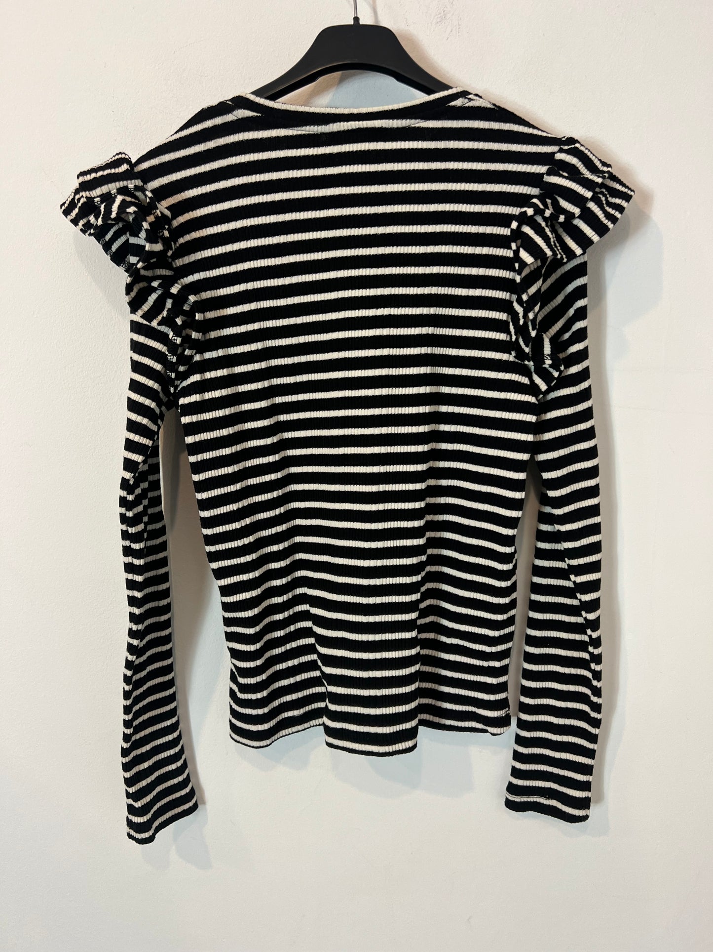 ZARA. Top canalé rayas detalle hombros. T M